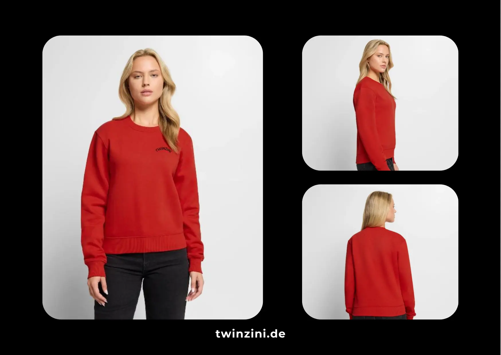 TWINZINI Wave: Roter Premium Bio-Pullover für Damen