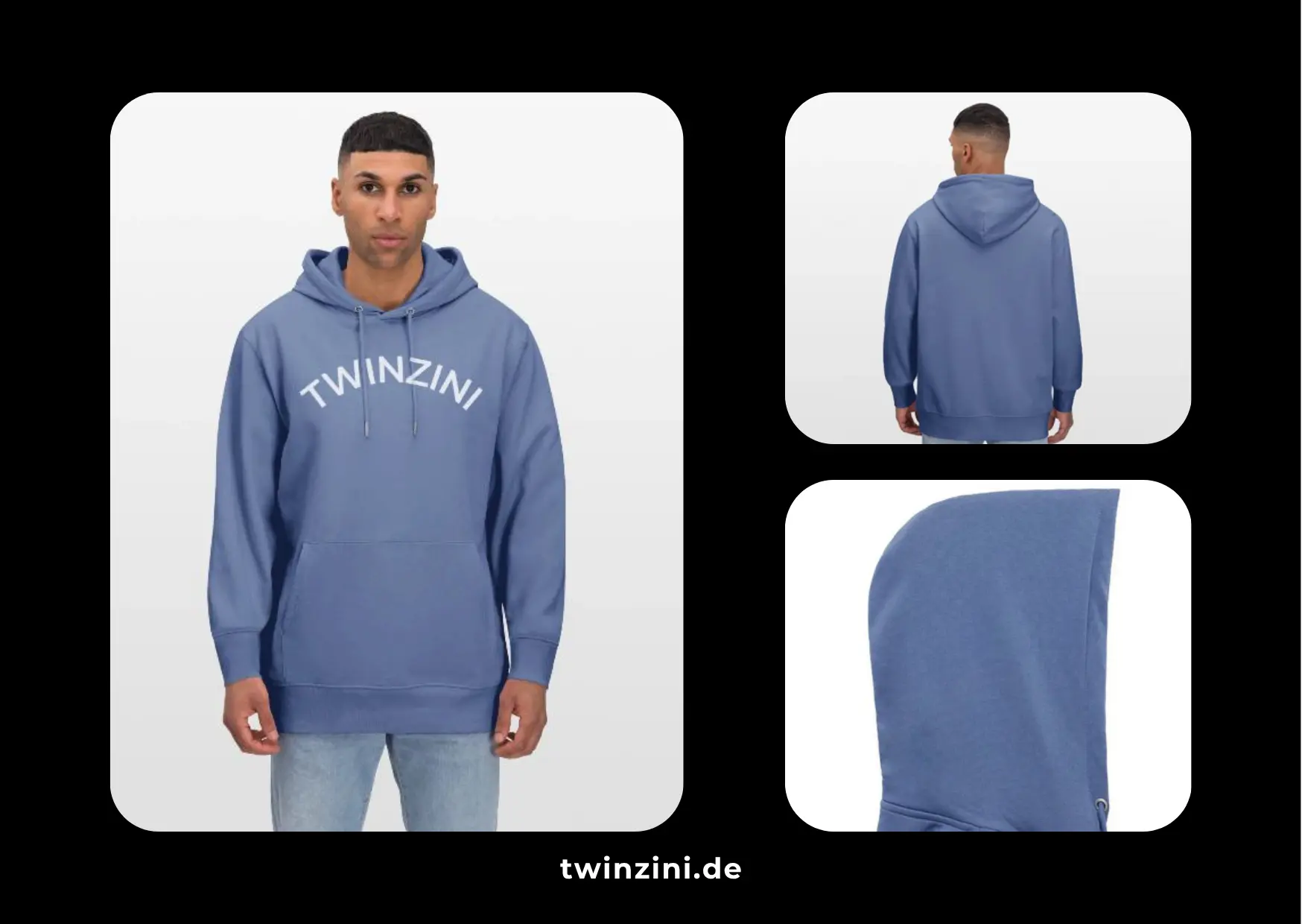 TWINZINI Wave: Bio-Hoodie in Lavendel-Blau für Männer