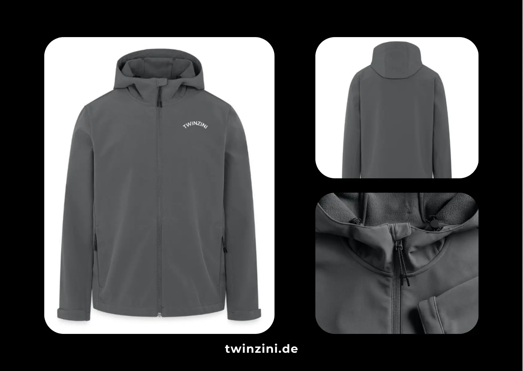 TWINZINI Wave: Softshell Jacke in Anthrazit für Männer