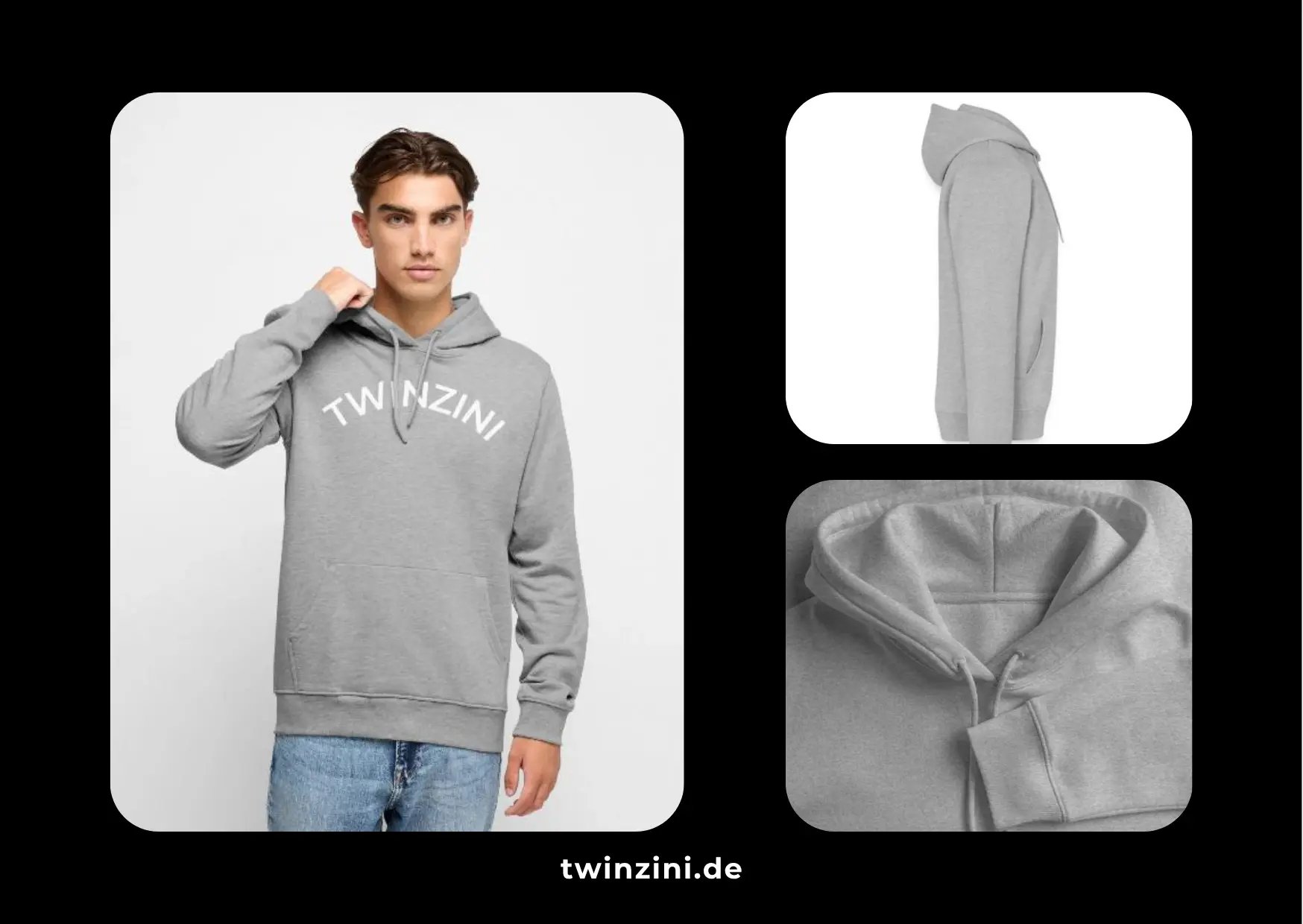 TWINZINI Wave: Bio-Hoodie in Grau Meliert für Männer