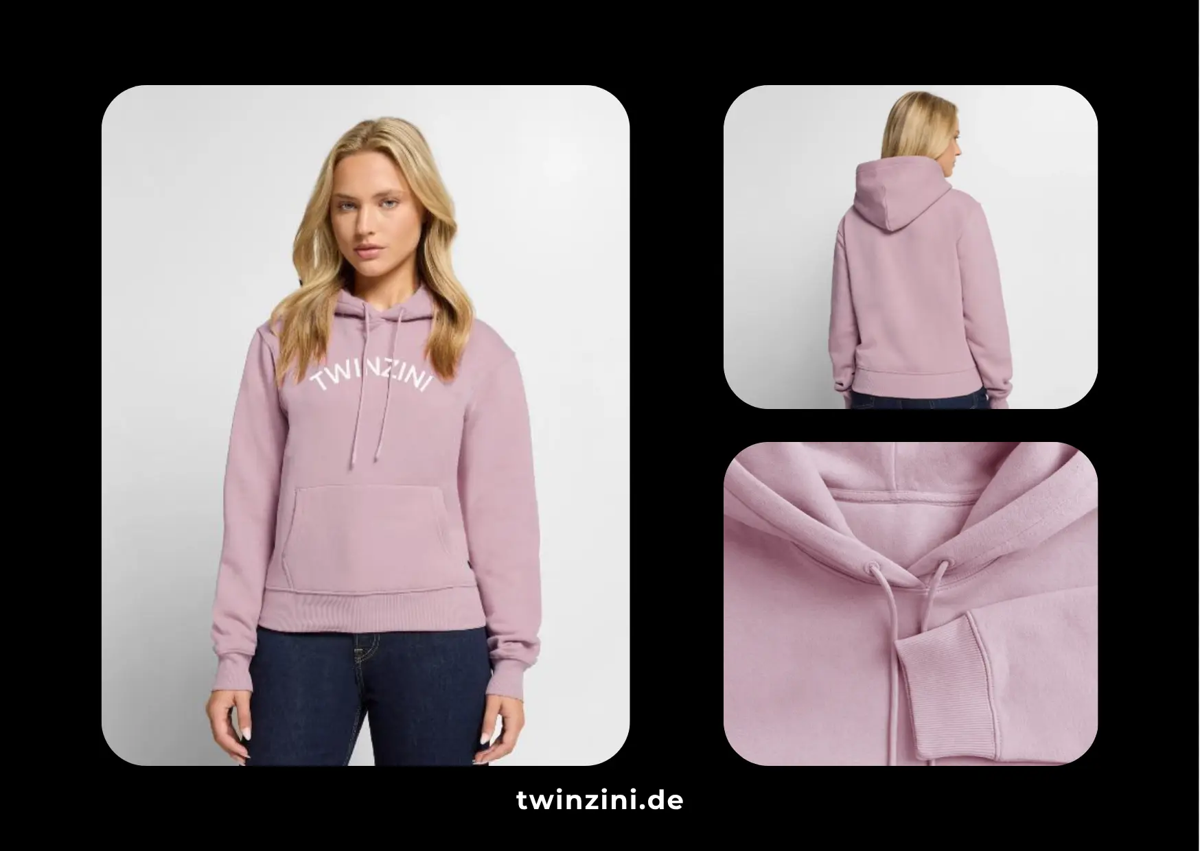 TWINZINI Wave: Bio-Hoodie in Altrosa für Damen