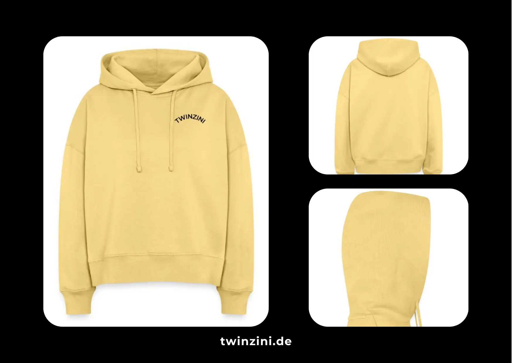 TWINZINI Wave: Boxy Bio Hoodie in Hellgelb für Damen