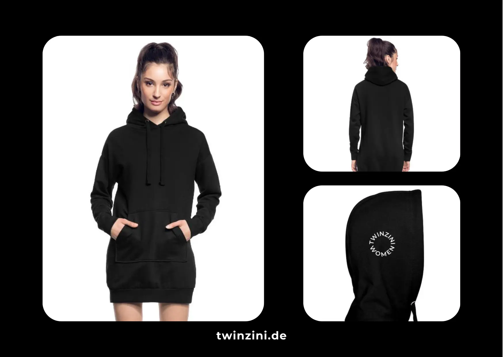 TWINZINI Women: Hoodie-Kleid in Schwarz für Damen