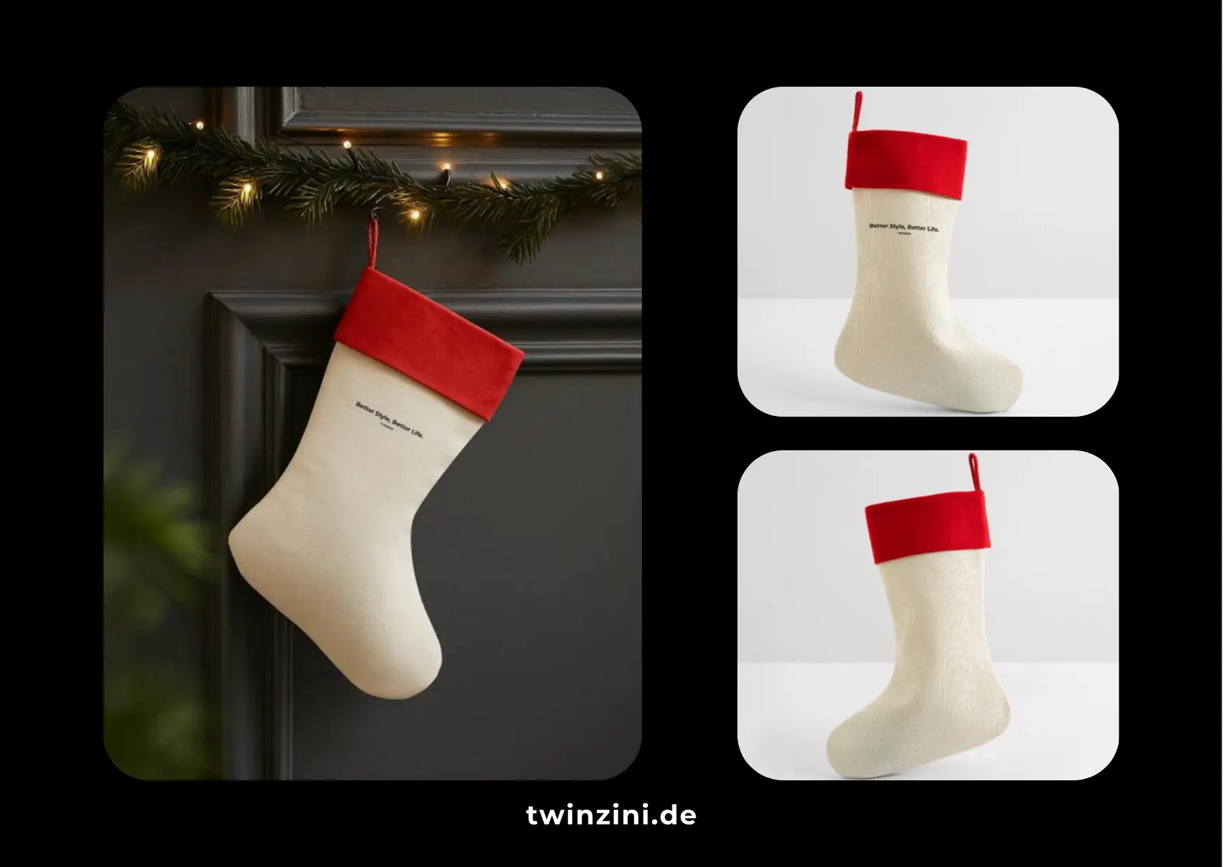 TWINZINI Leinen Weihnachtsstrumpf zum aufhängen