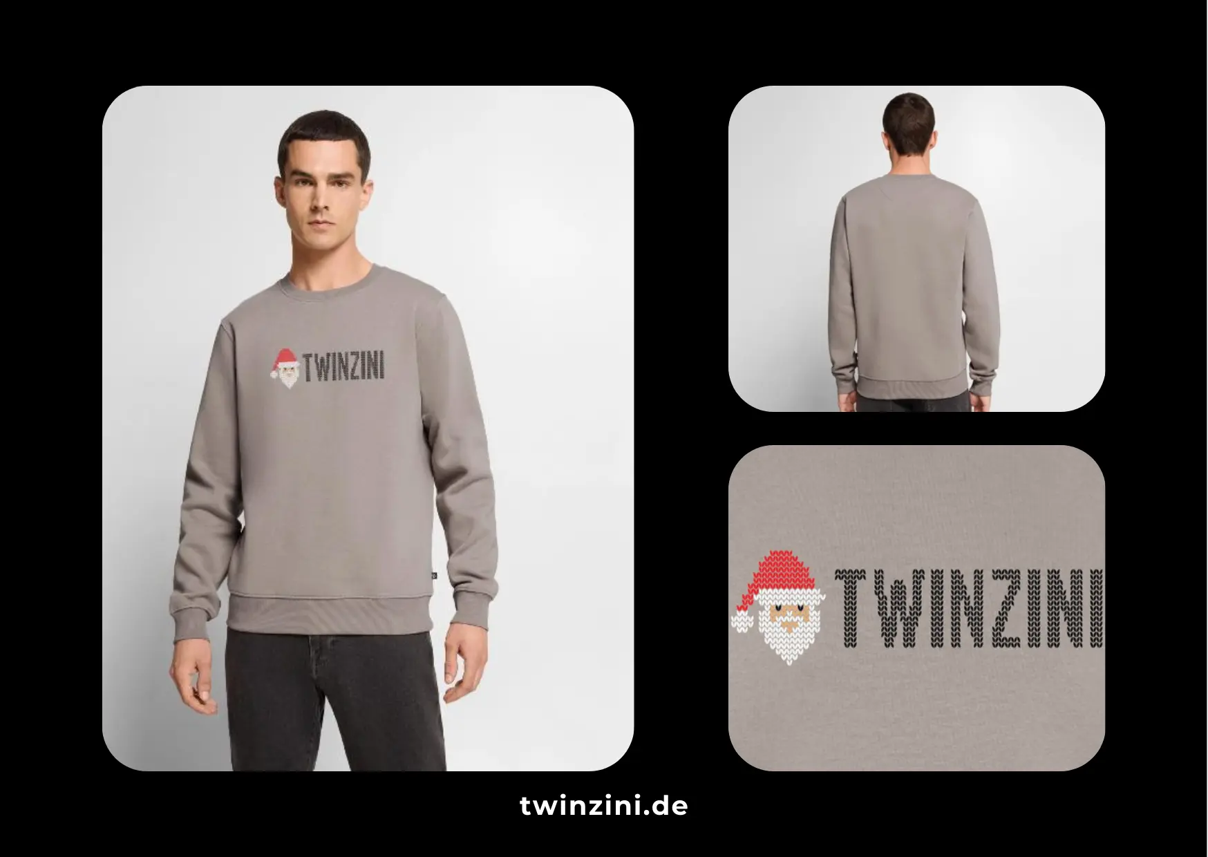TWINZINI Christmas Santa Claus: Bio-Pullover in Taupe für Herren