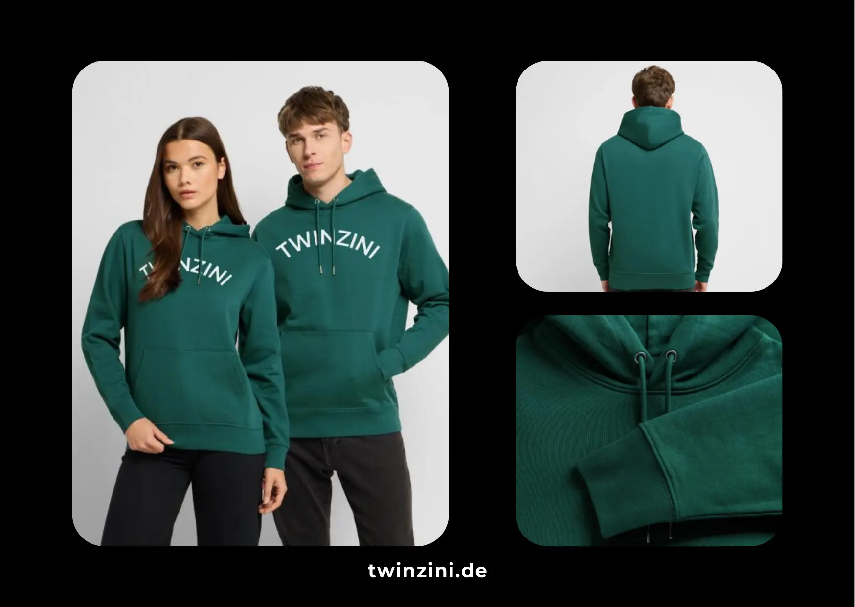 TWINZINI Wave: Unisex Bio-Hoodie in der Farbe Forest