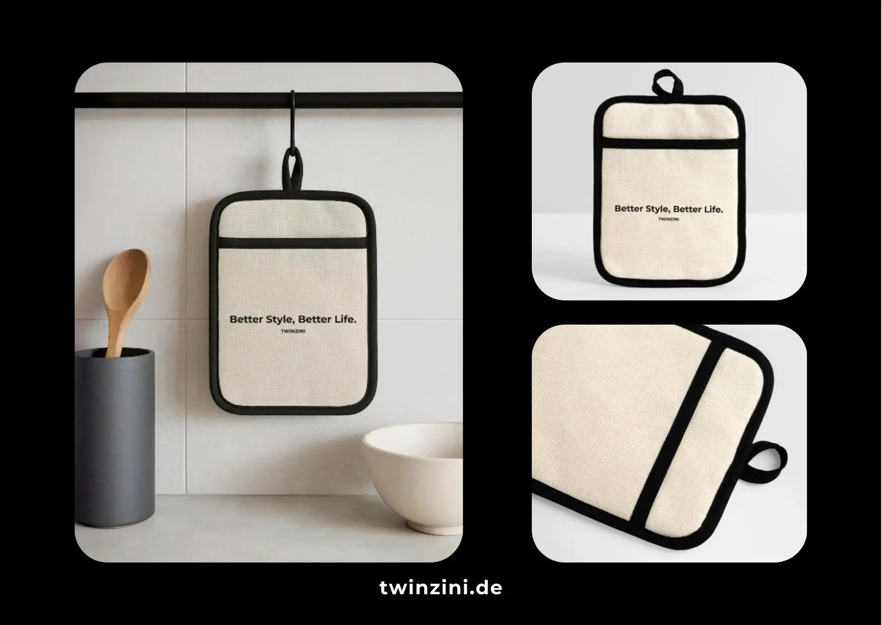 TWINZINI Better Style, Better Life: Topflappen mit Gummirückseite