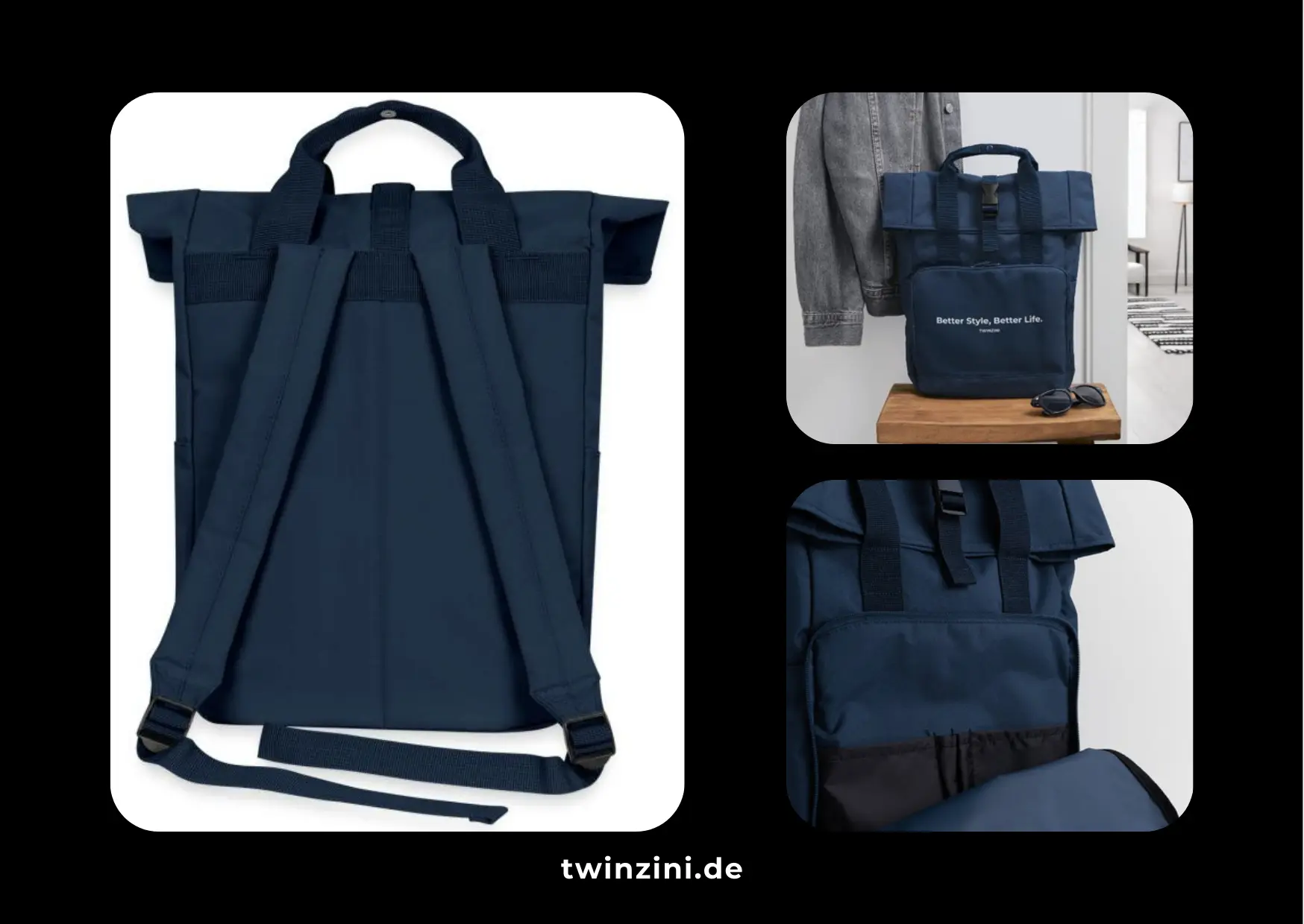 TWINZINI Better Style, Better Life: Rolltop Rucksack als Handgepäck im Flugzeug