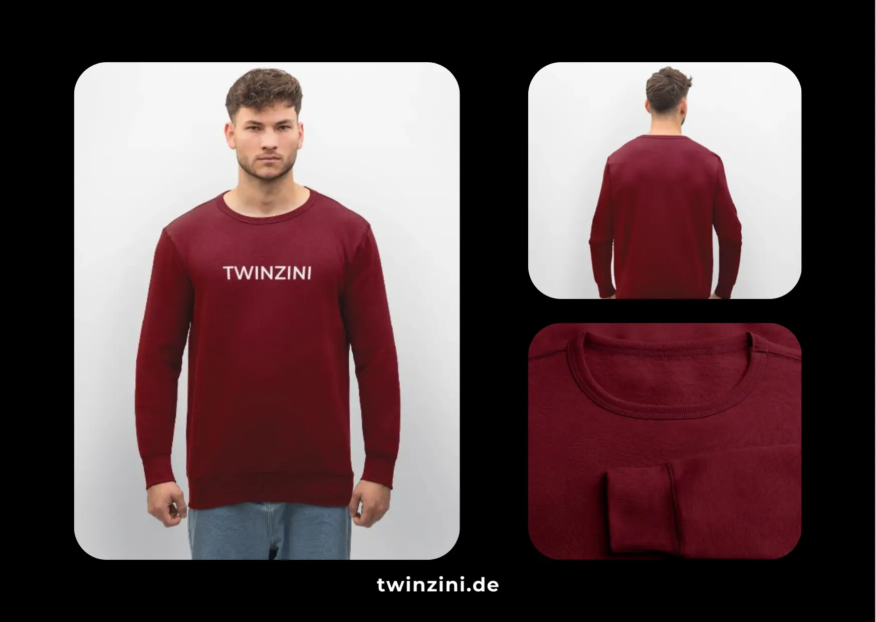 TWINZINI Classic: Bio-Sweatshirt in Burgunderrot für Männer