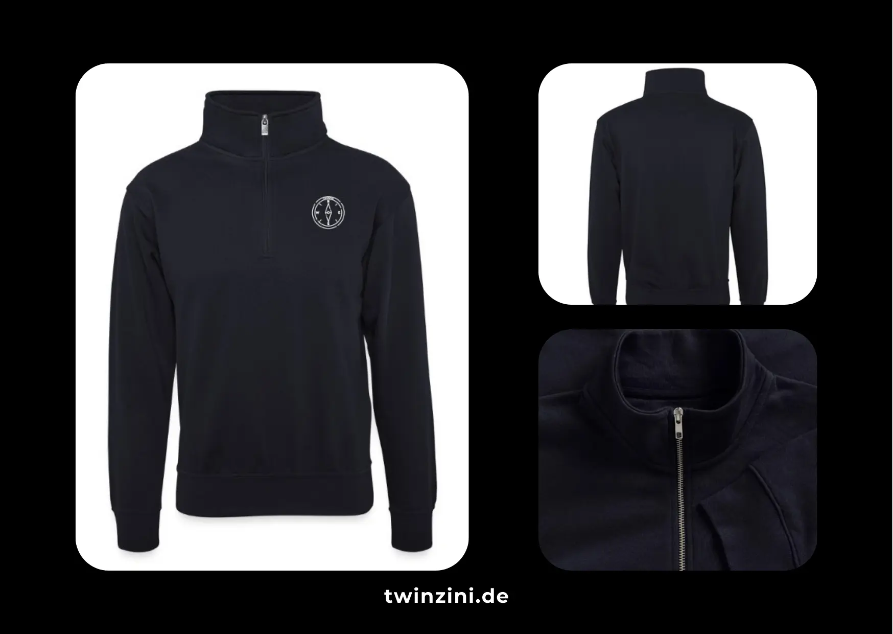 TWINZINI Compass: Pullover mit Zip-Kragen in Dunkelnavy für Männer