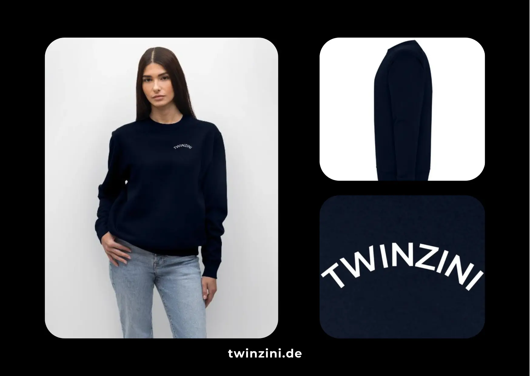 TWINZINI Wave: Bio-Sweatshirt in Navy für Frauen