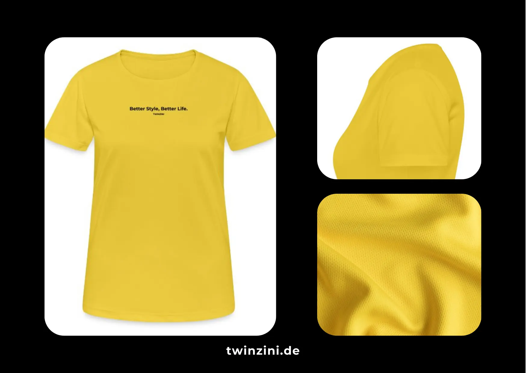 TWINZINI Better Style, Better Life: Atmungsaktives T-Shirt in Gelb