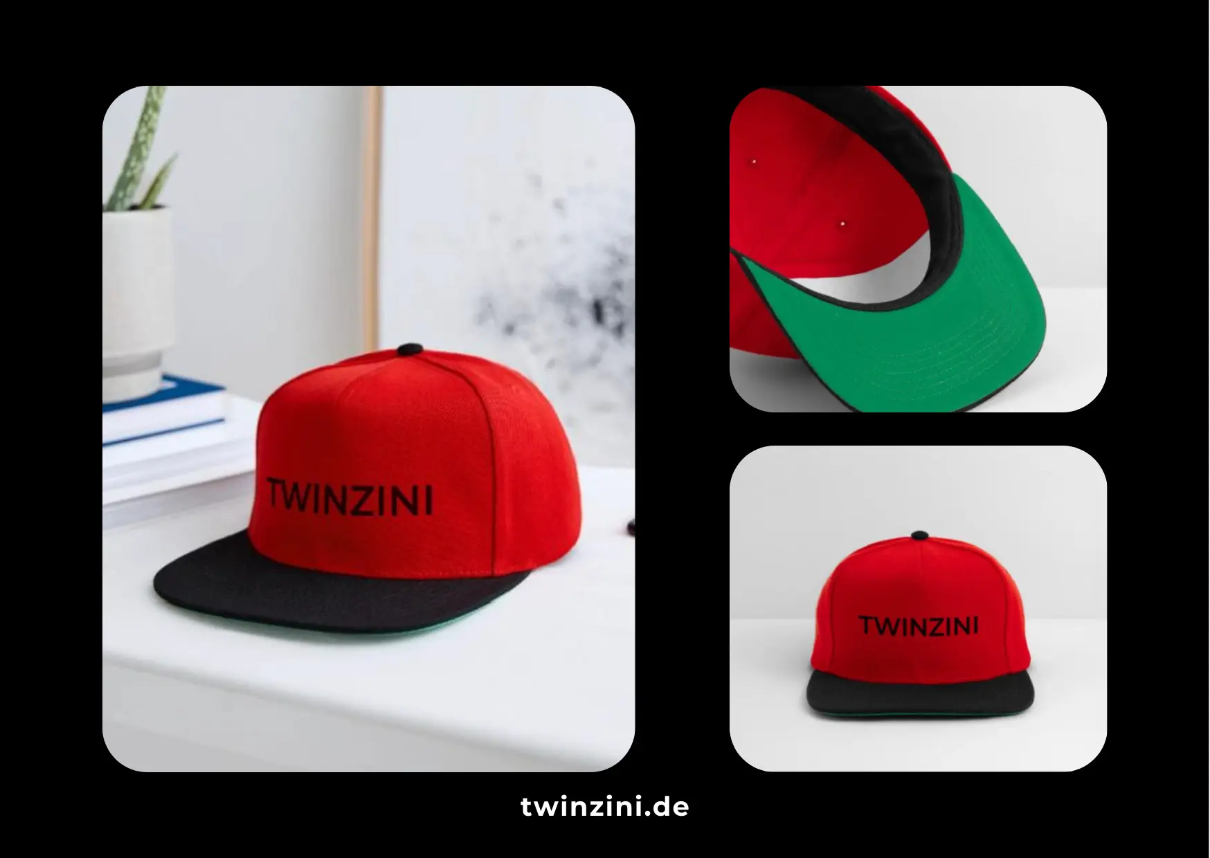 TWINZINI Classic: Snapback Cap in Rot-Schwarz