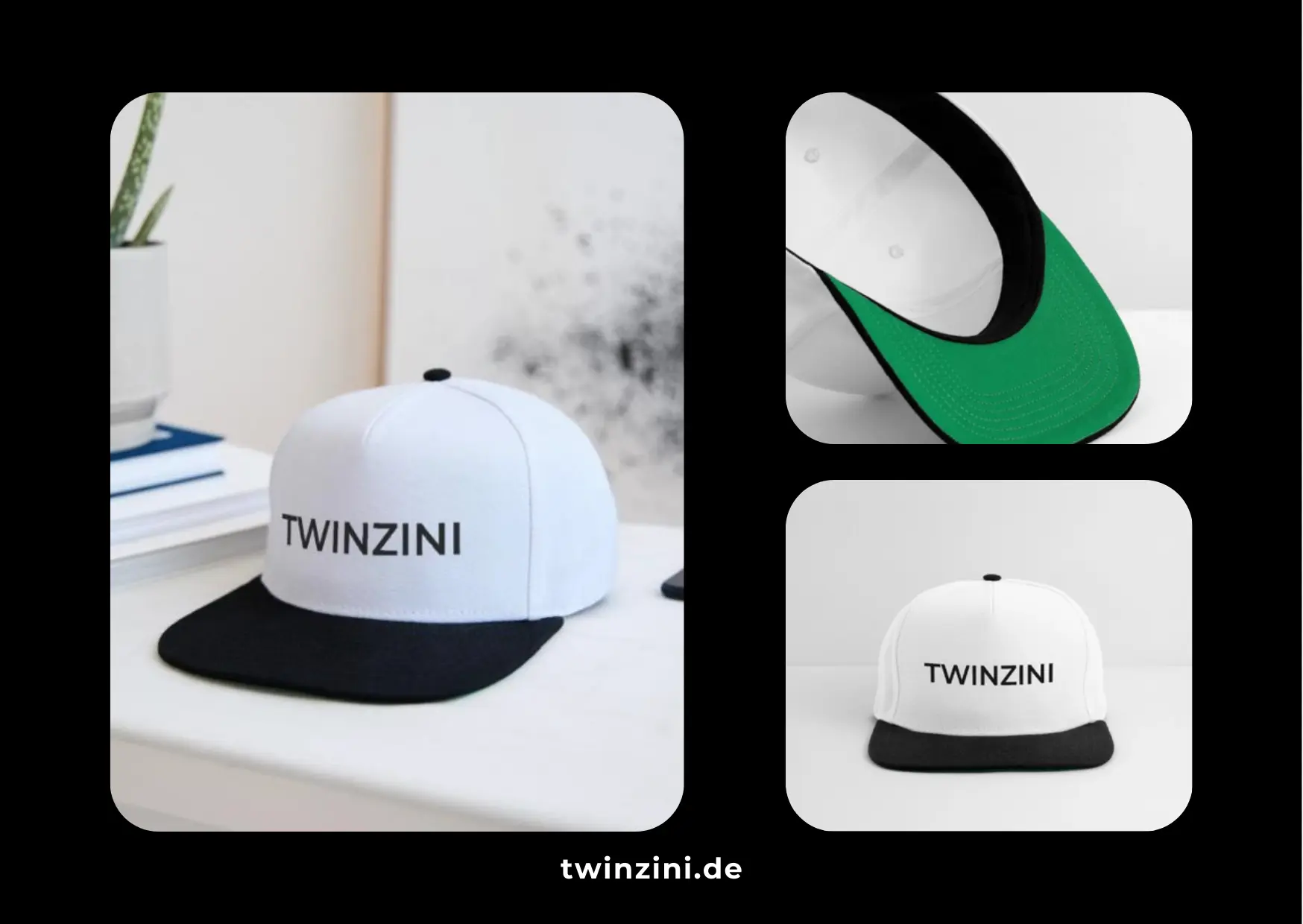 TWINZINI Classic: Snapback Cap in Weiß-Schwarz