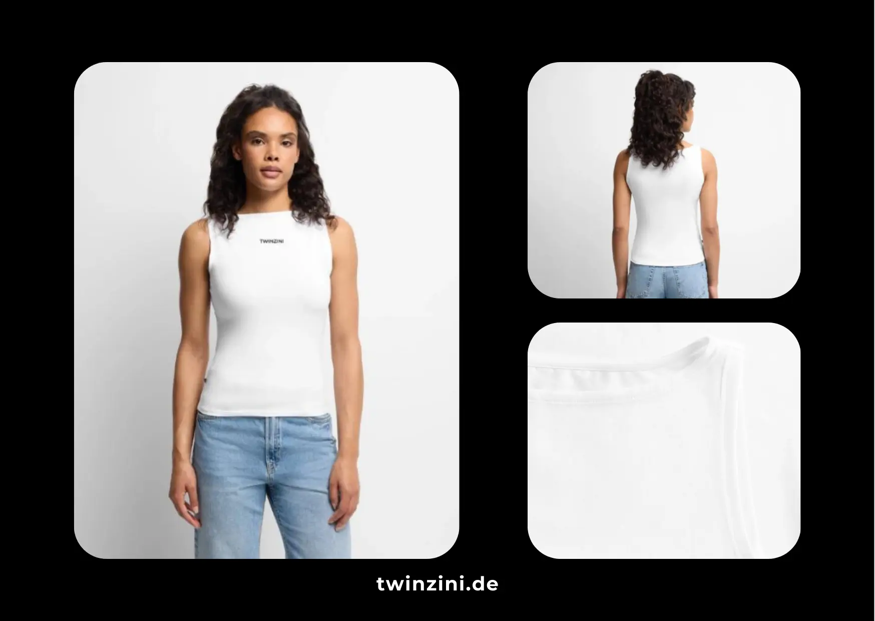 TWINZINI Classic: Frauen Tank Top mit U-Boot-Ausschnitt in Weiß