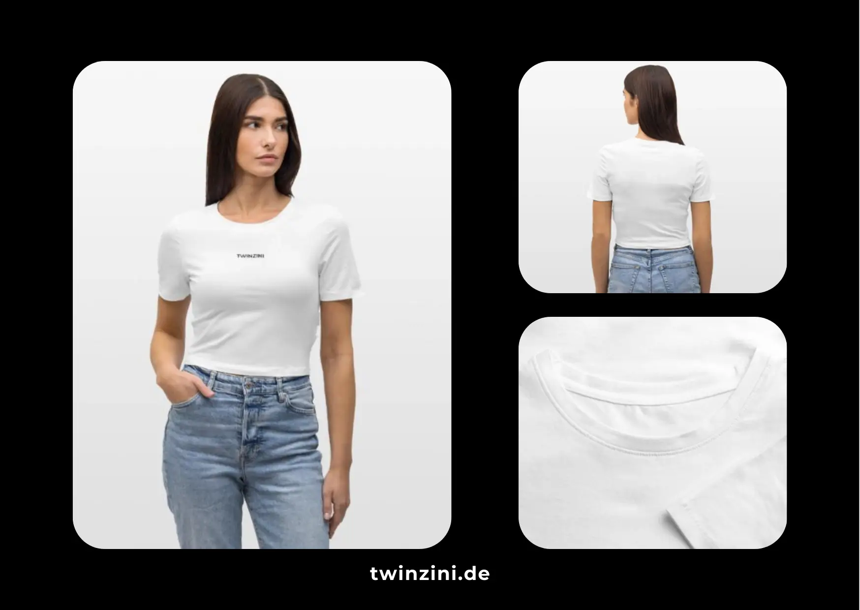 TWINZINI Classic: Damen Cropped T-Shirt in Weiß