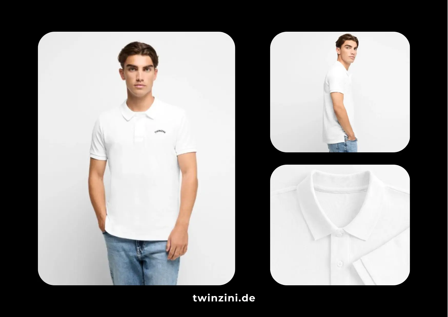 TWINZINI Wave: Herren Premium Bio Polo Shirt in Weiß