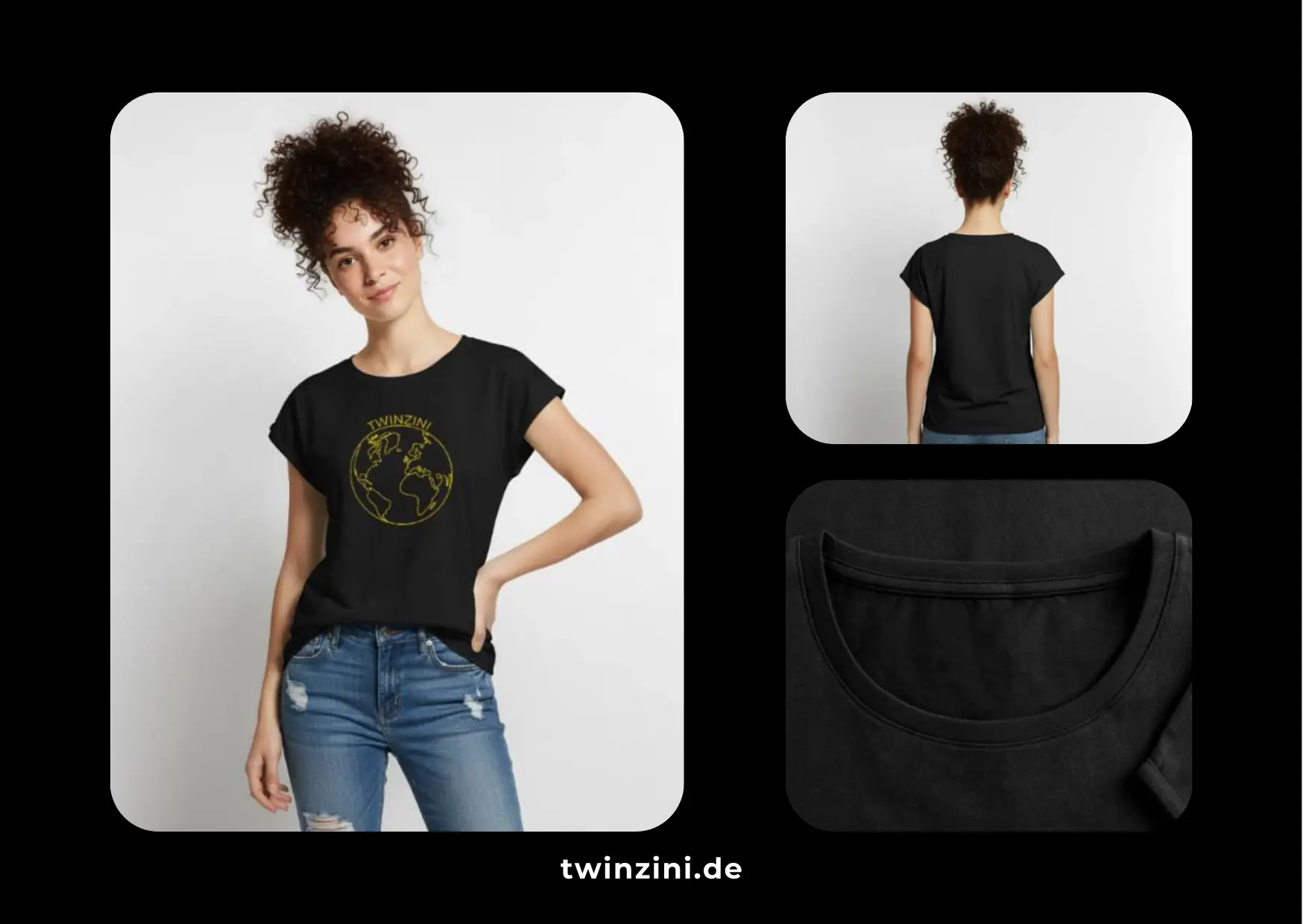 TWINZINI World: Damen Premium Bio Top in schwarz