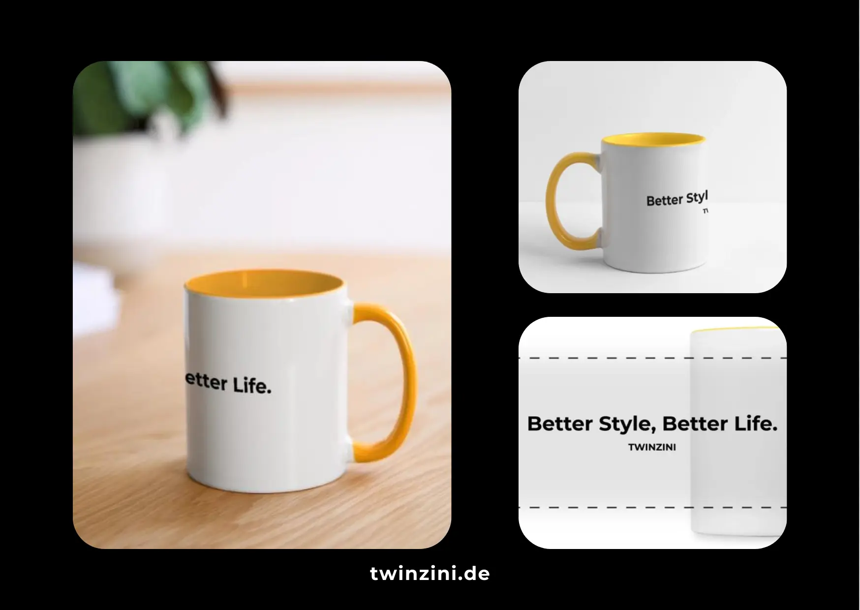 TWINZINI Better Style, Better Life: Panoramatasse in Weiß/Gelb