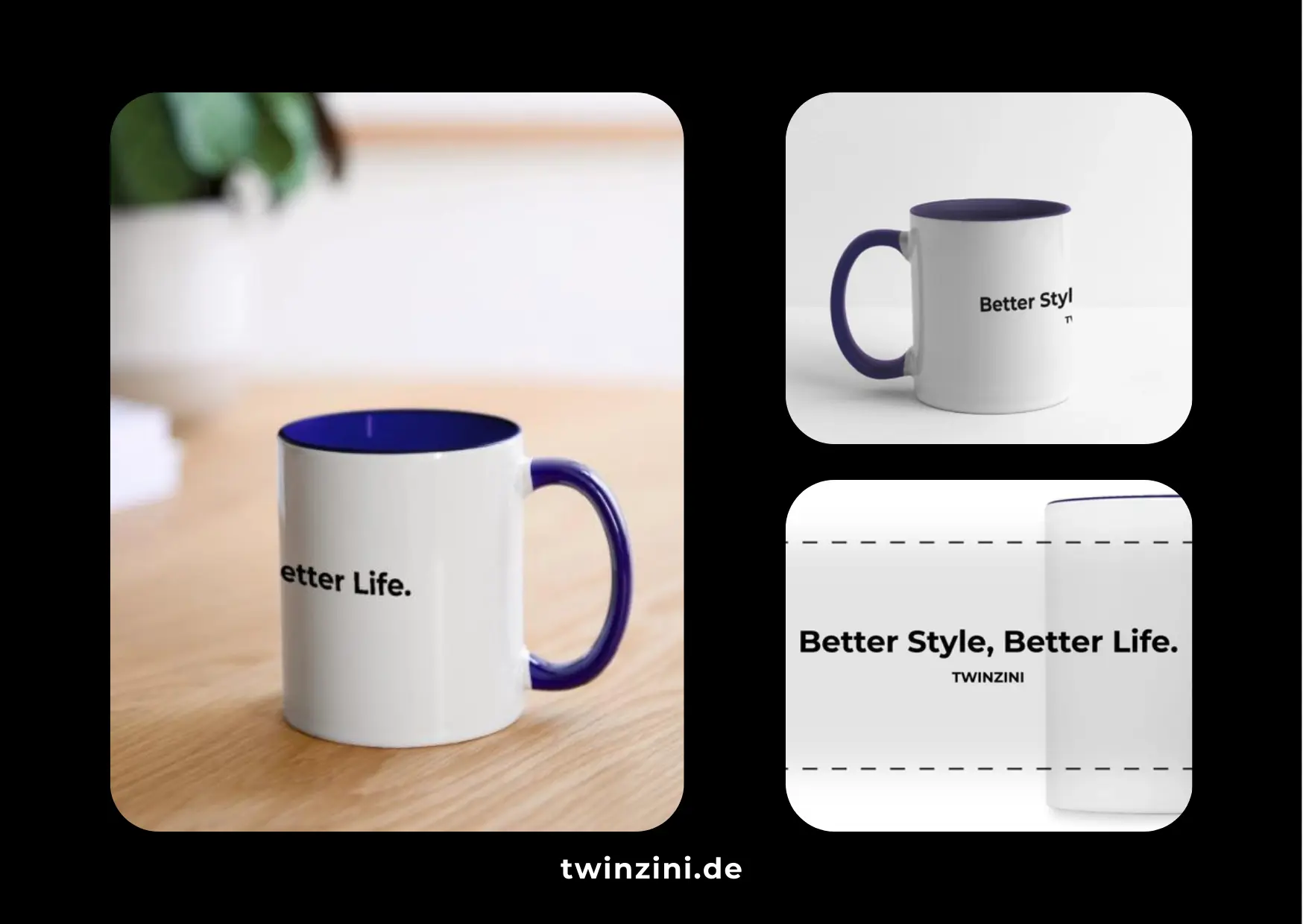 TWINZINI Better Style, Better Life: Panoramatasse in Weiß/Kobaltblau