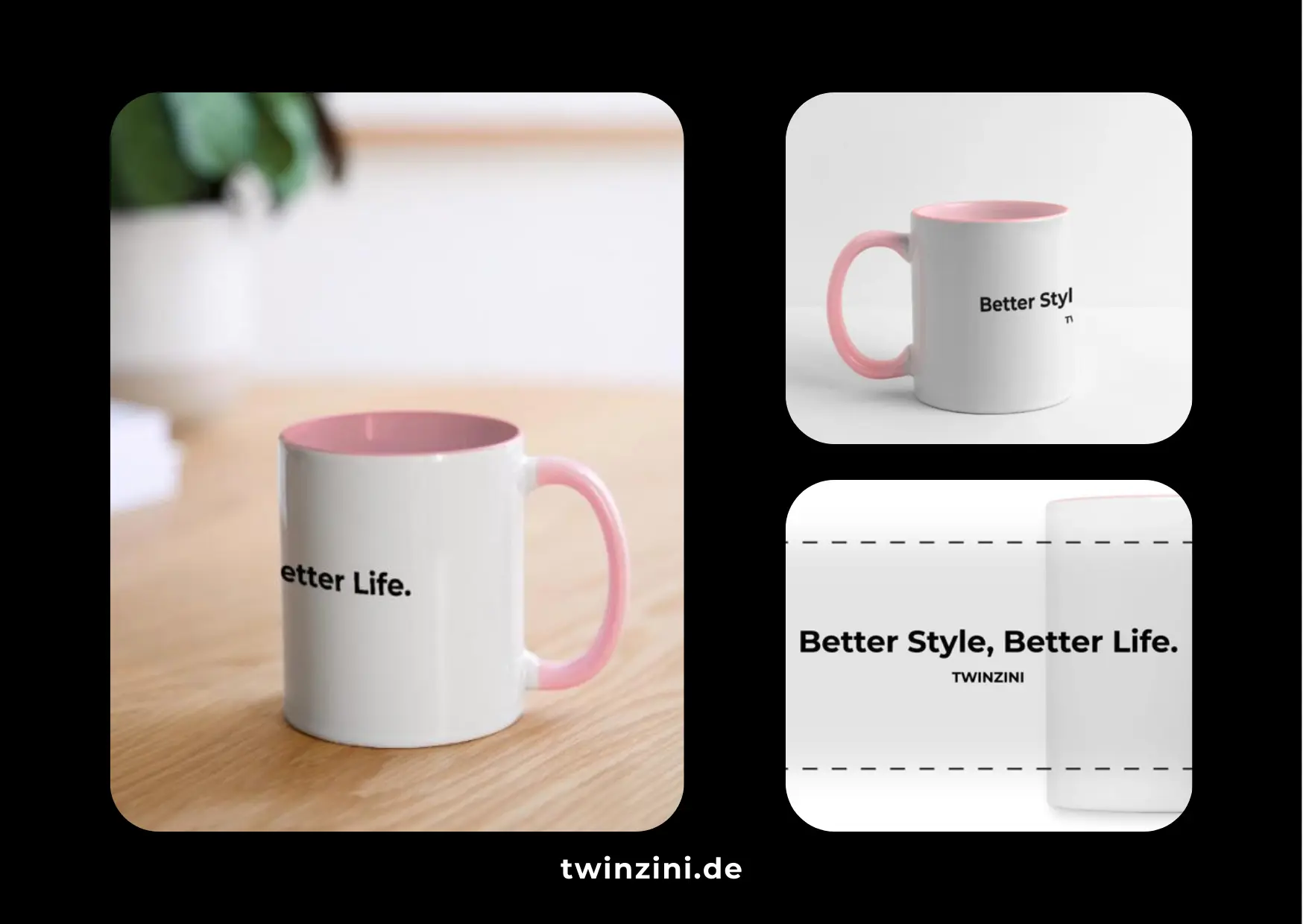 TWINZINI Better Style, Better Life: Panoramatasse in Weiß/Pink