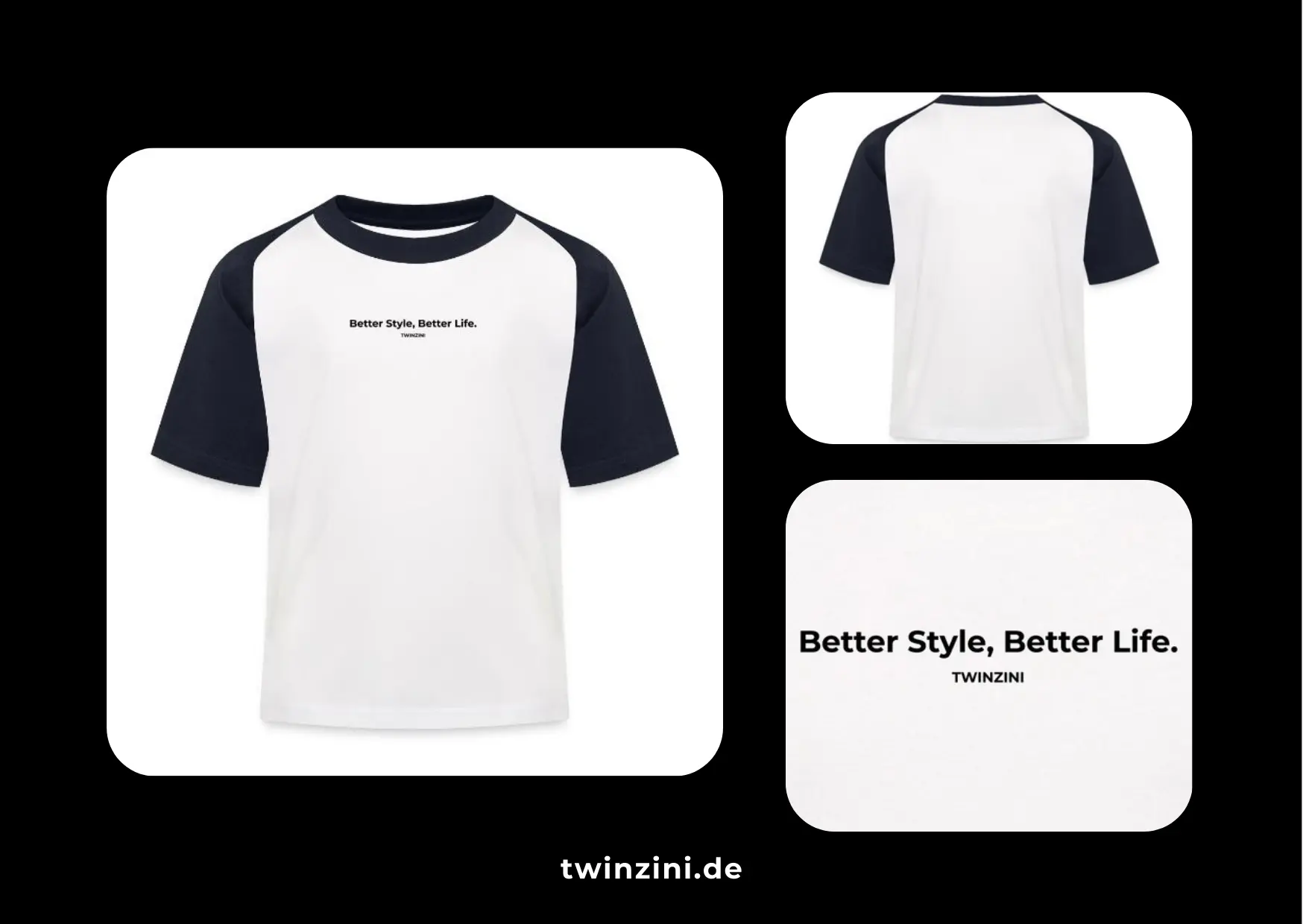 TWINZINI Better Style, Better Life: Kinder Baseball T-Shirt in Weiß/Navy