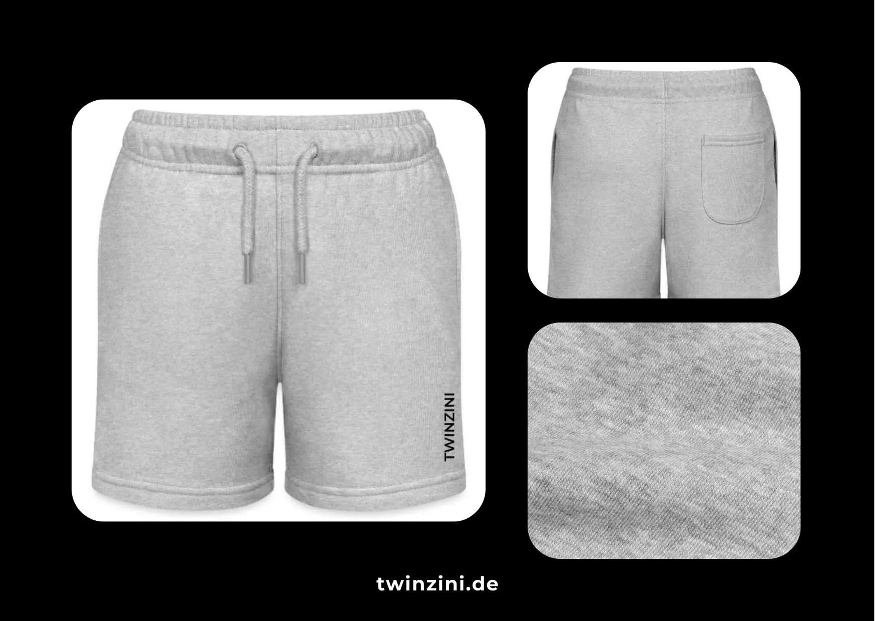 TWINZINI Classic: Kinder Bio-Joggingshorts in Grau meliert