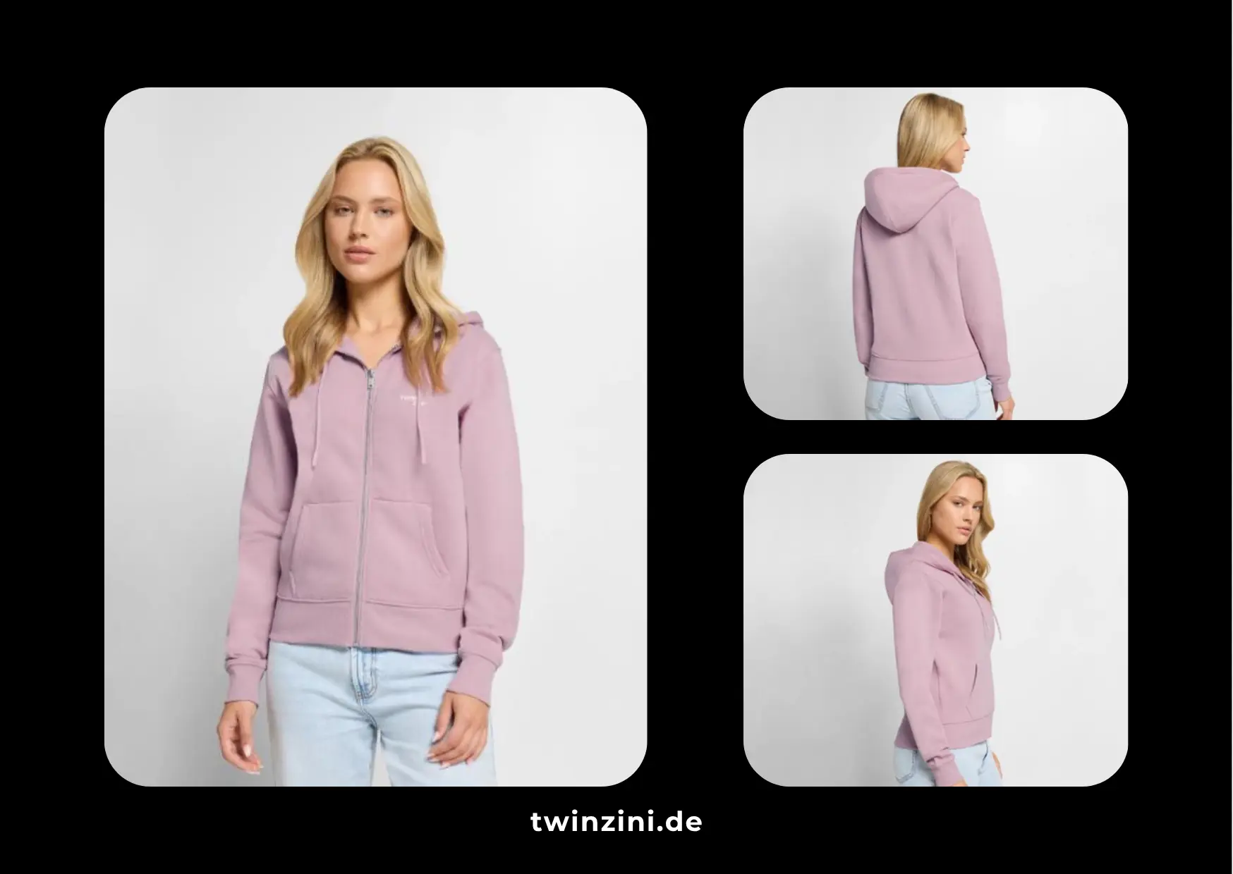 TWINZINI Shift: Damen Premium Bio Zip Hoodie in Altrosa