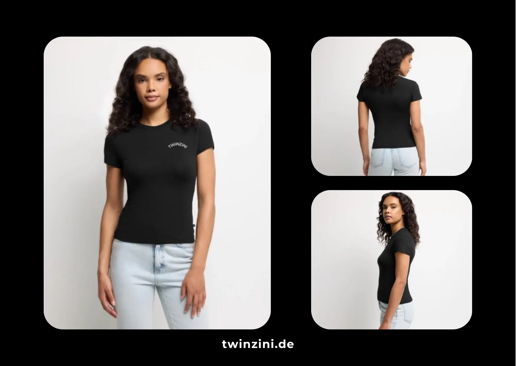 TWINZINI Wave: SLIM FIT Damen Organic T-Shirt in Schwarz