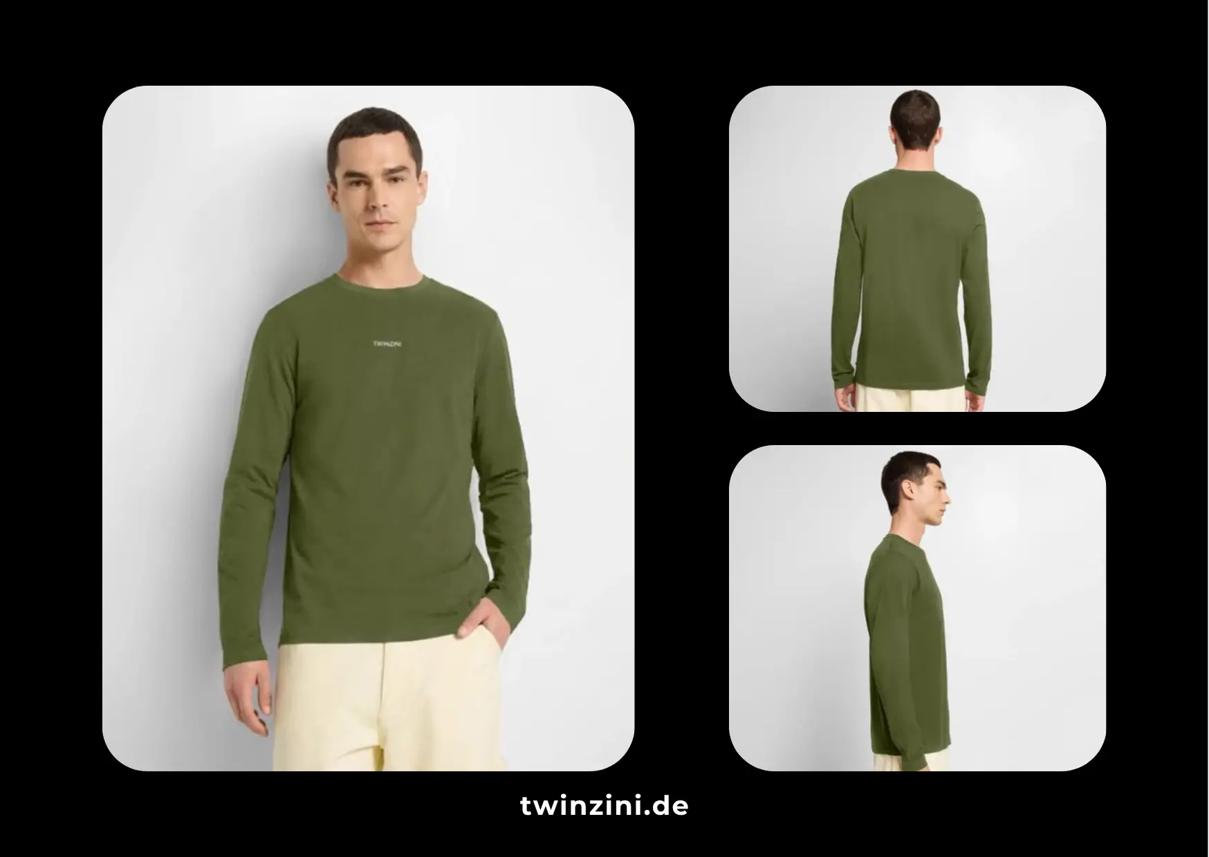 TWINZINI Classic: Langarmshirt in Khaki