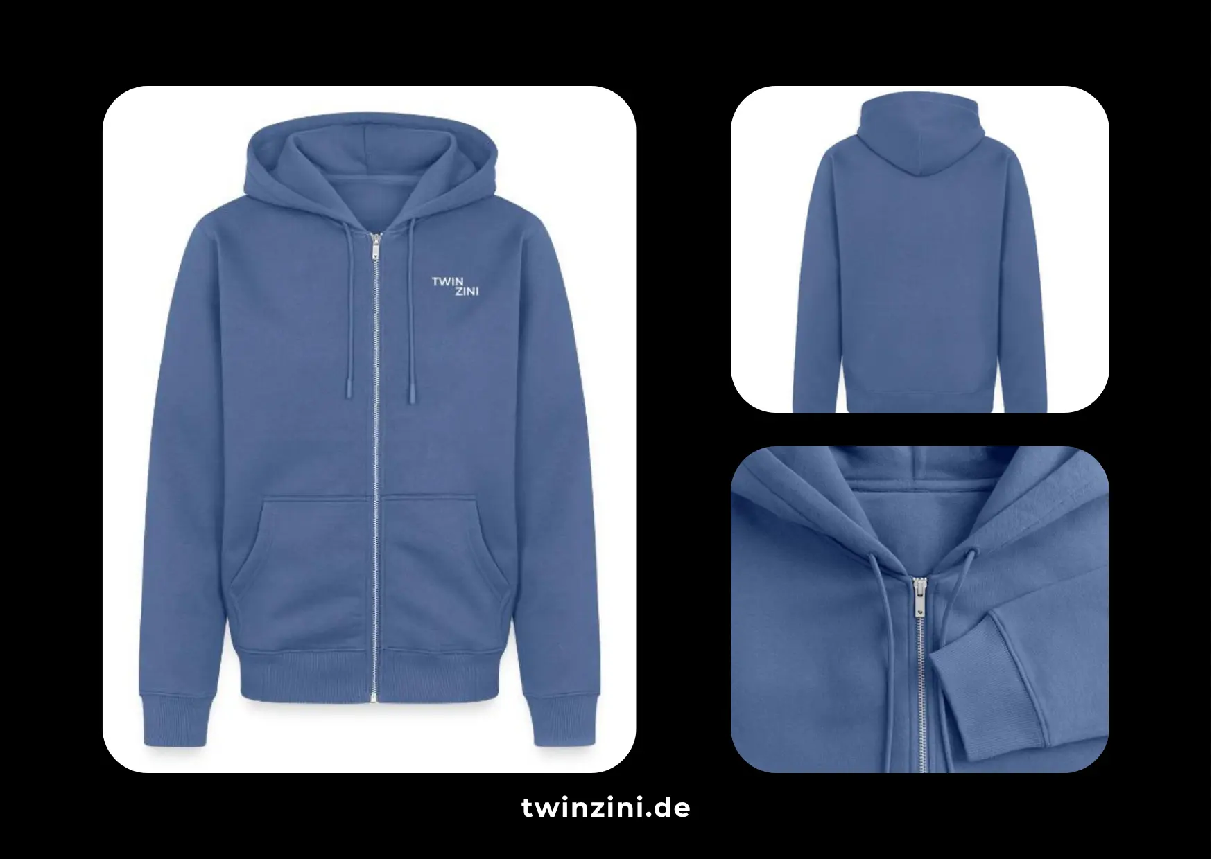 TWINZINI Shift: Zip Hoodie in Taubenblau