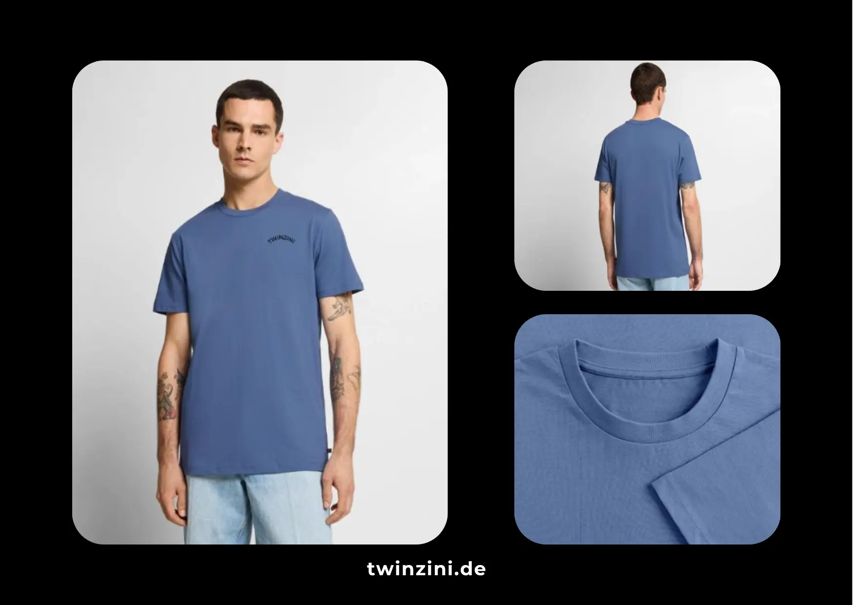TWINZINI Wave: Männer T-Shirt in Taubenblau