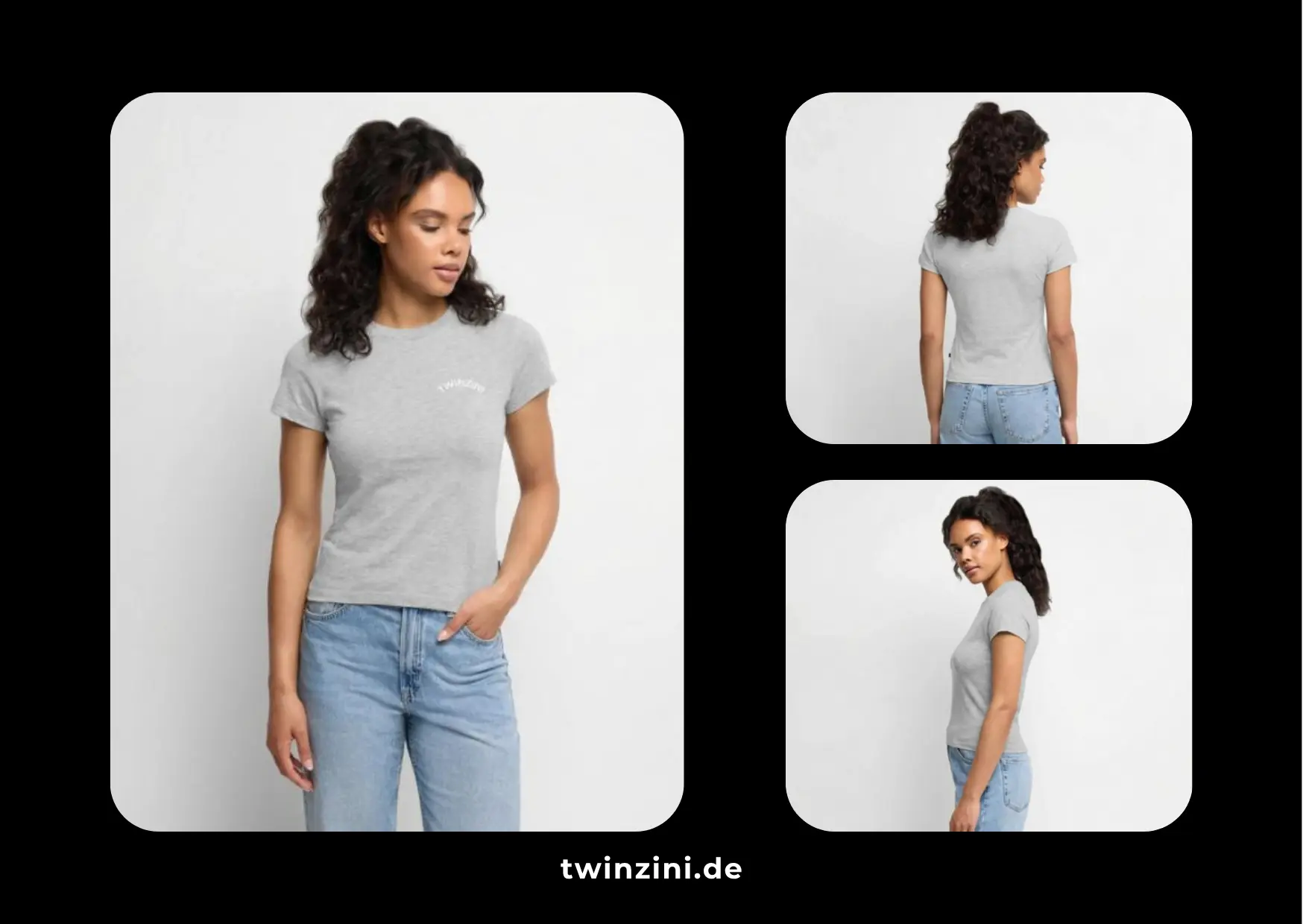 TWINZINI Wave: SLIM FIT Frauen Organic T-Shirt in Grau meliert