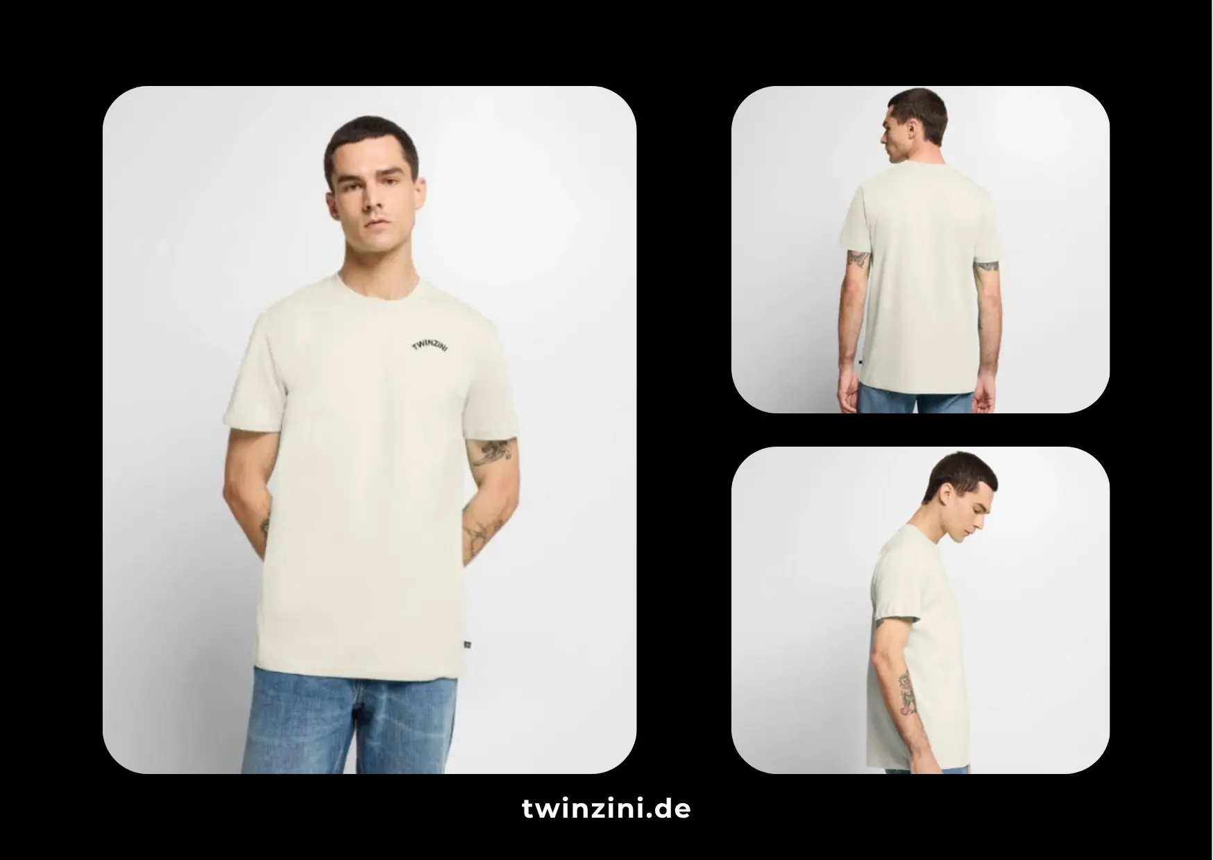 TWINZINI Wave: Männer Bio T-Shirt in Naturweiß