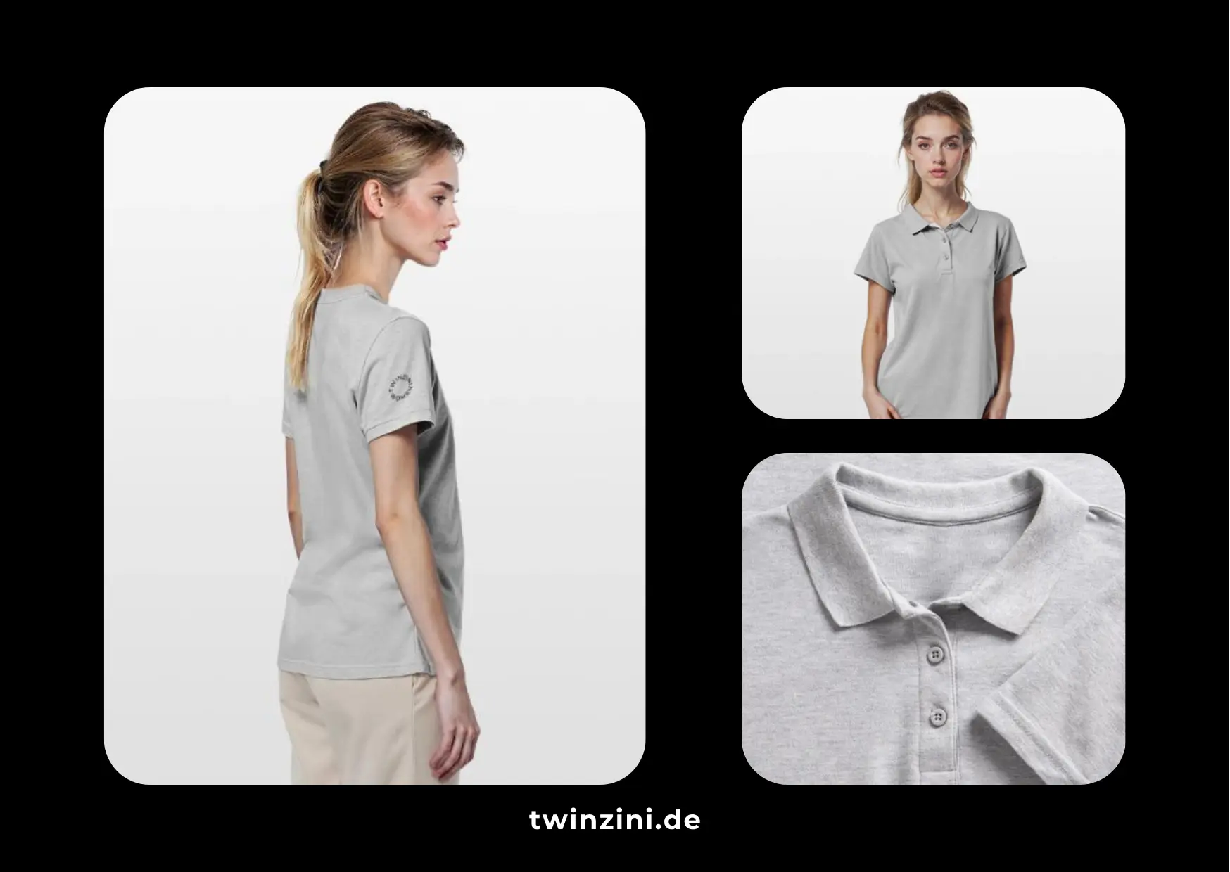 TWINZINI Women: Damen Poloshirt in Grau meliert
