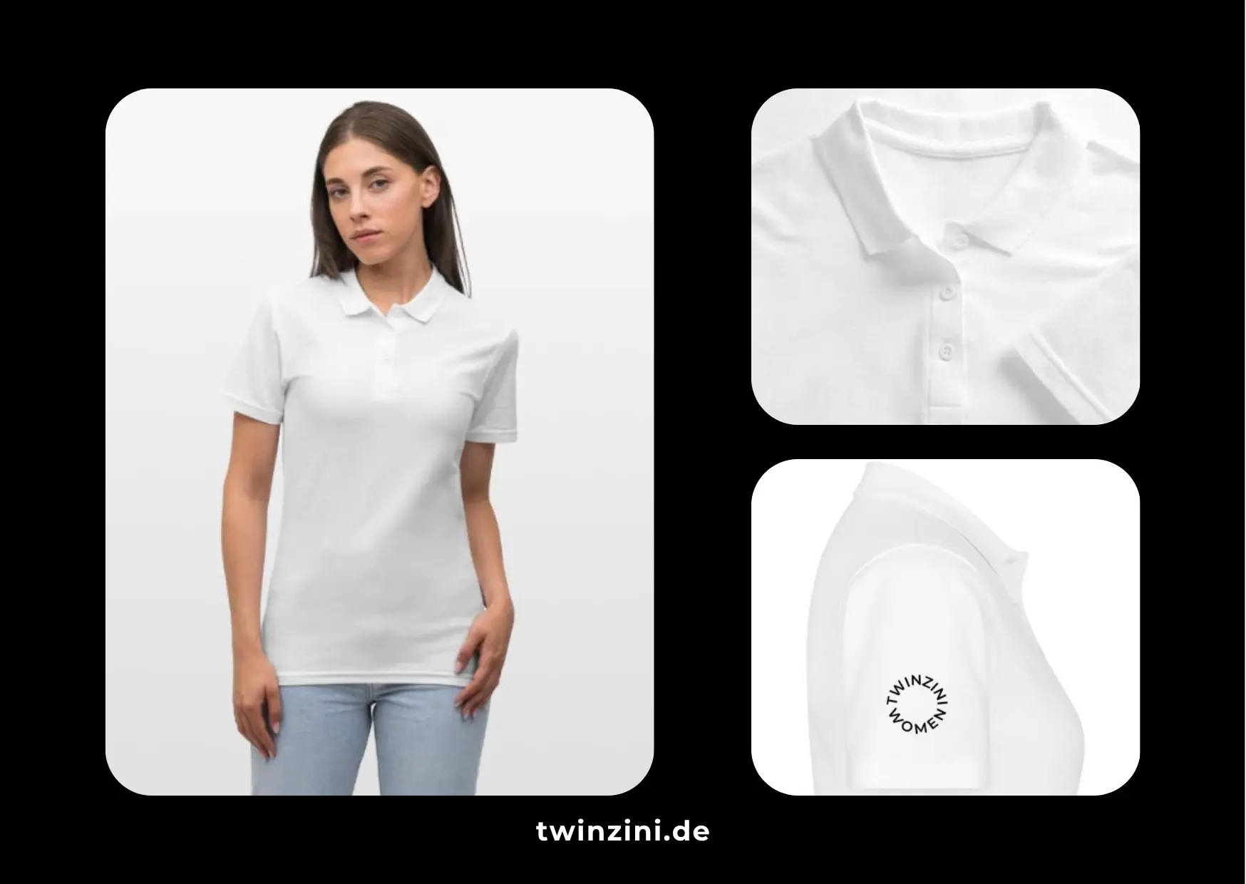 TWINZINI Women: Klassisches Damen Poloshirt in Weiß