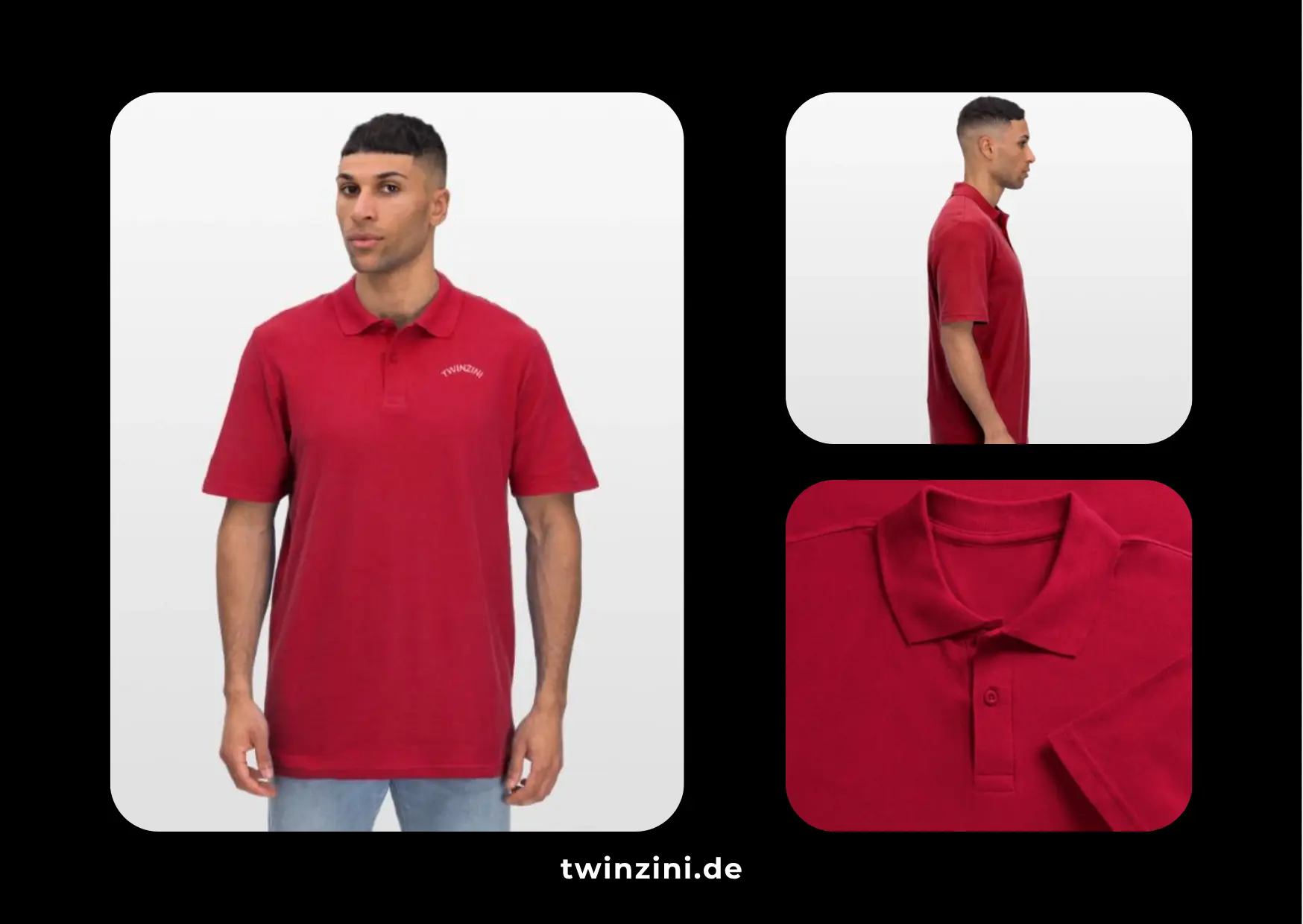 TWINZINI Wave: Herren Poloshirt in Cherry Red
