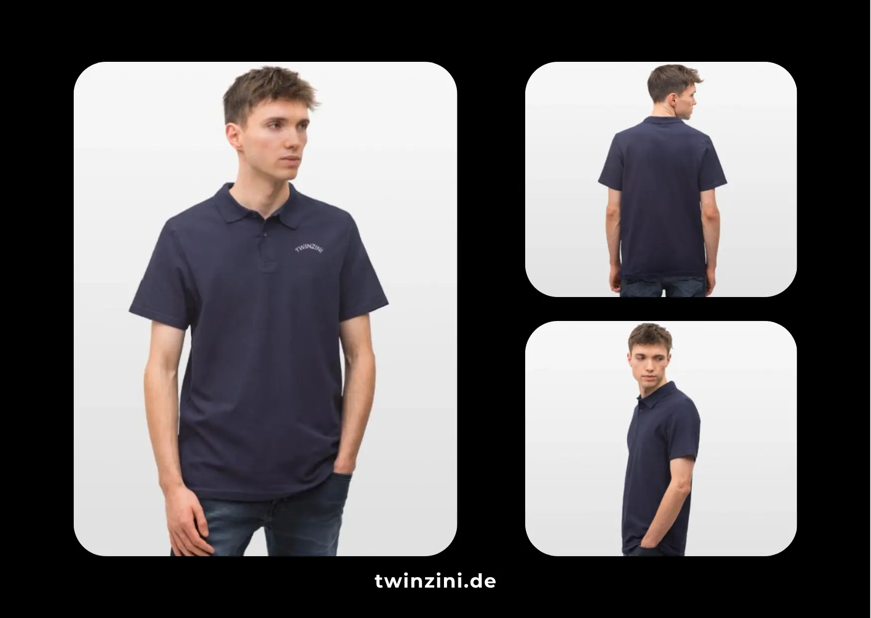 TWINZINI Wave: Herren Poloshirt in Navy