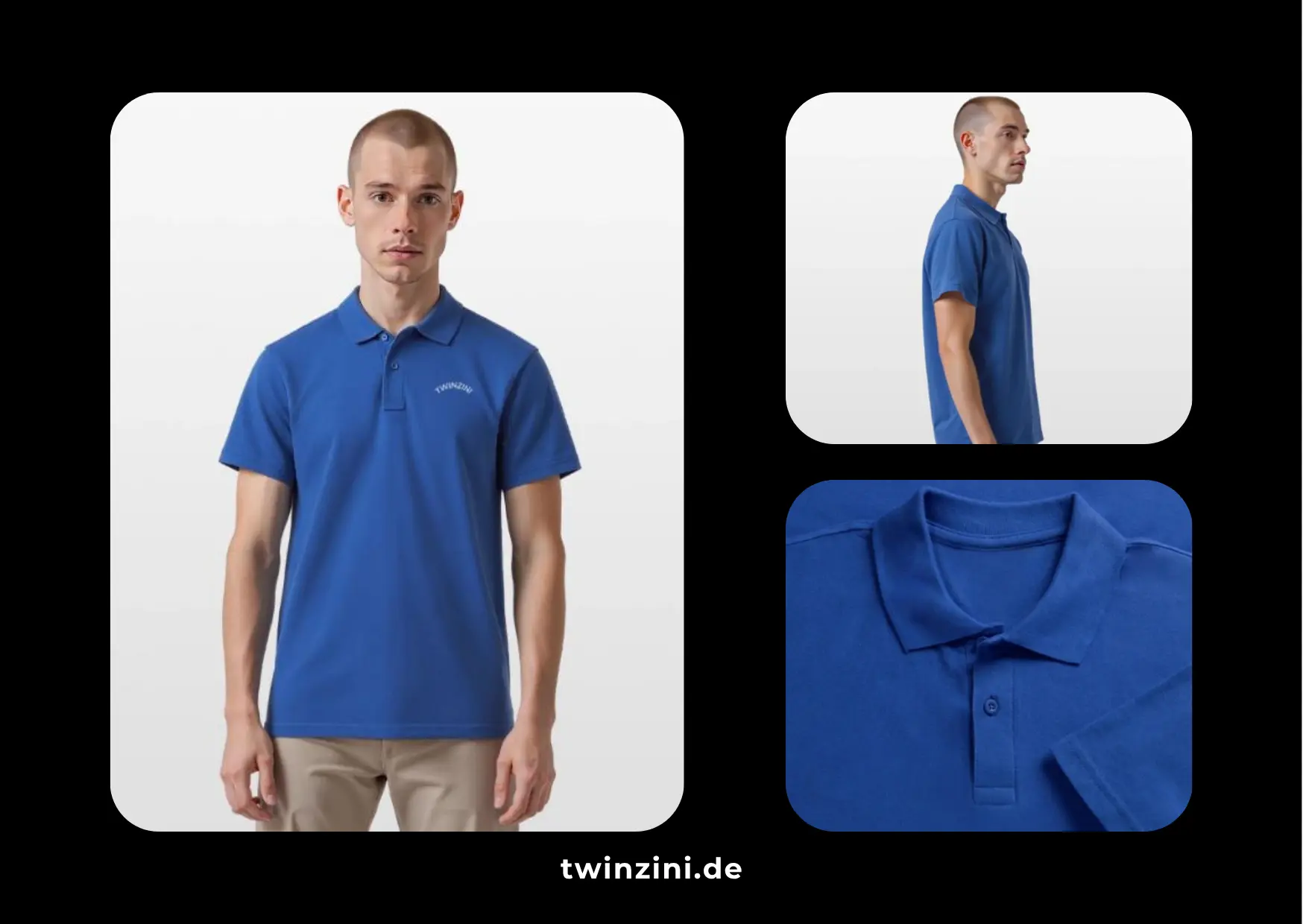 TWINZINI Wave: Herren Poloshirt in Royalblau