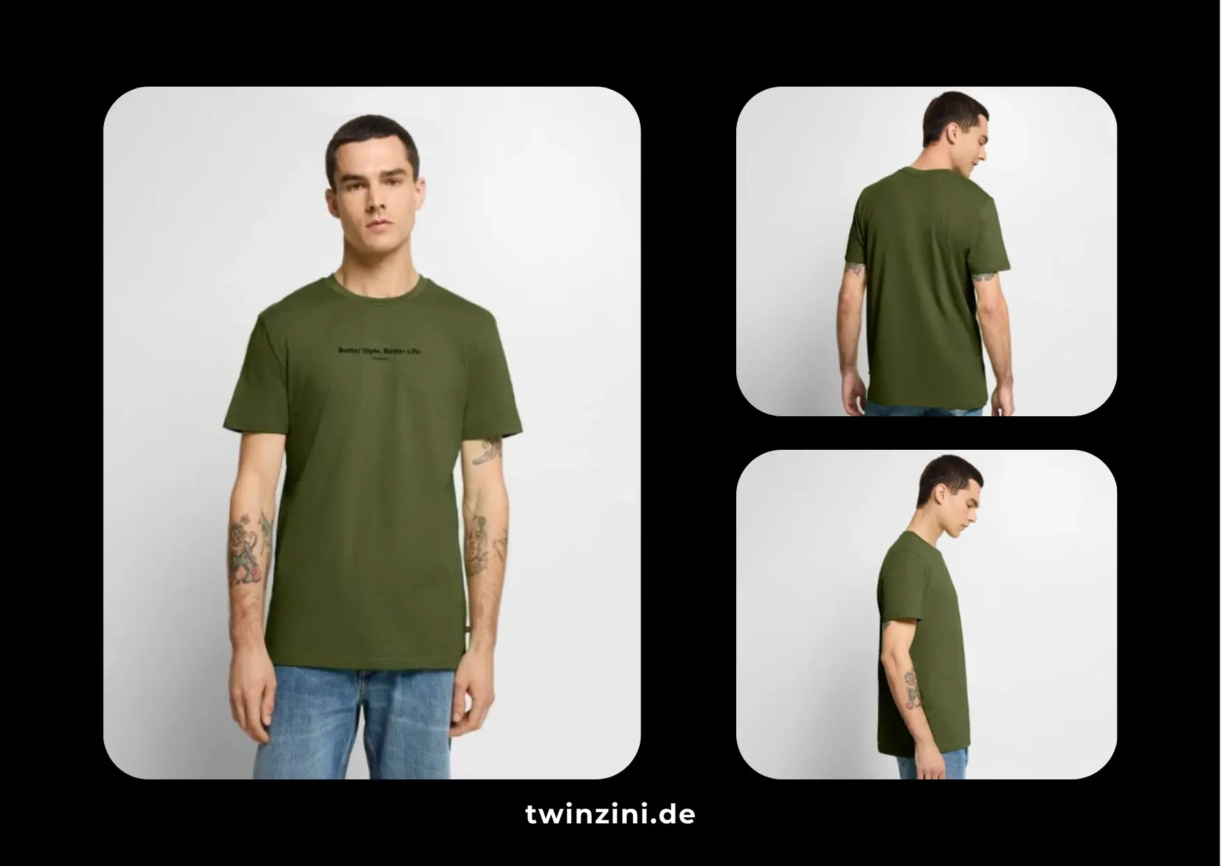 TWINZINI Wave: Premium T-Shirt in Khaki