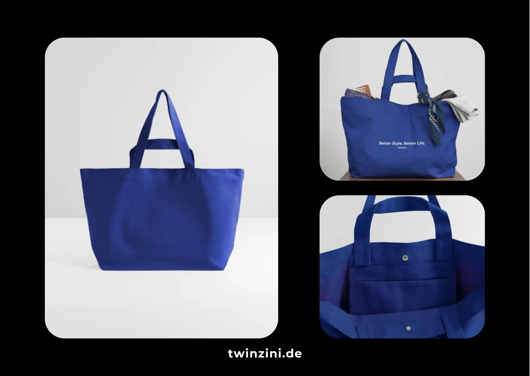 TWINZINI Better Style, Better Life: Recycelte Shopping Bag in Dunkelblau
