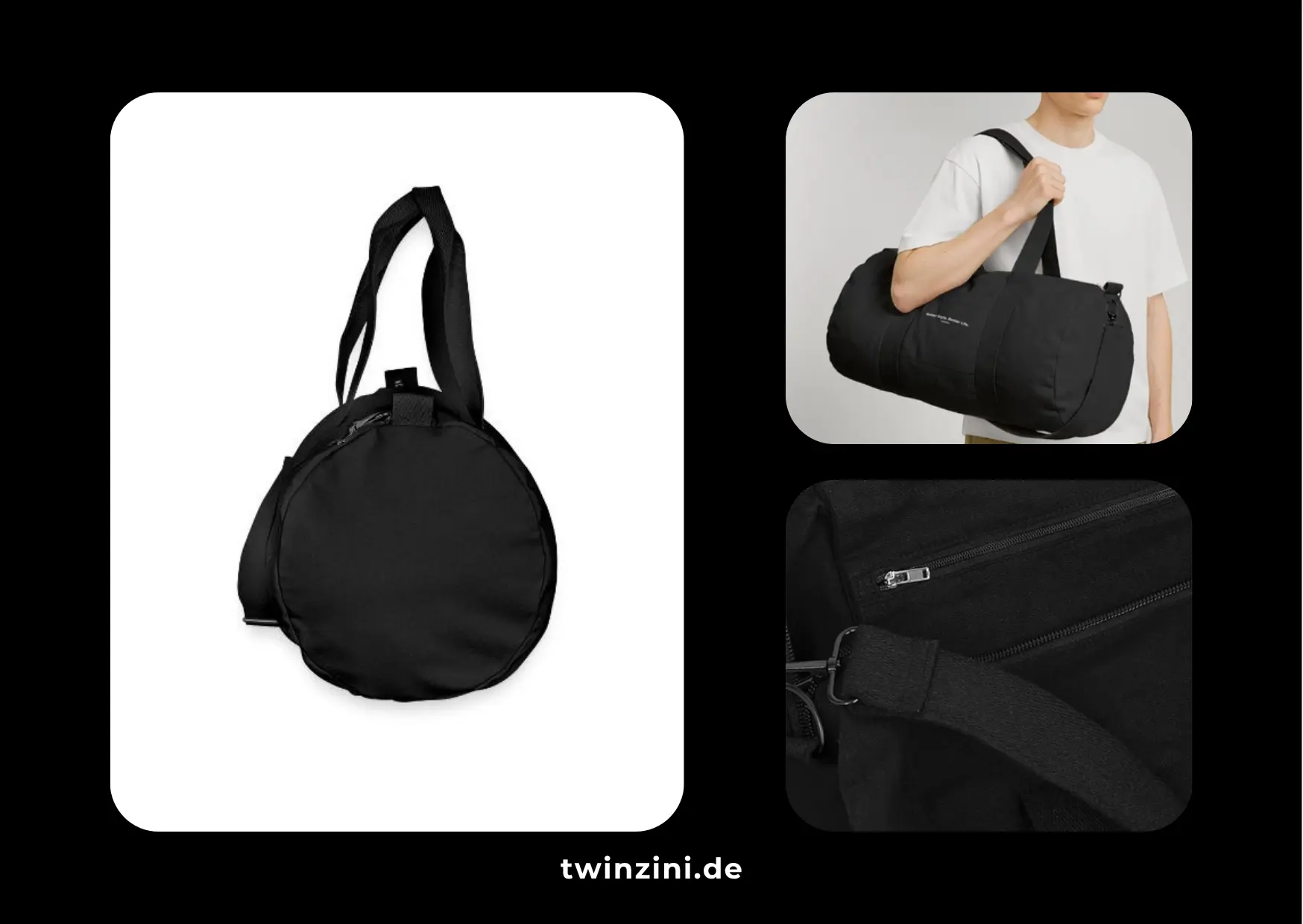 TWINZINI Better Style, Better Life: Recycelte Canvas Duffle Bag in Schwarz