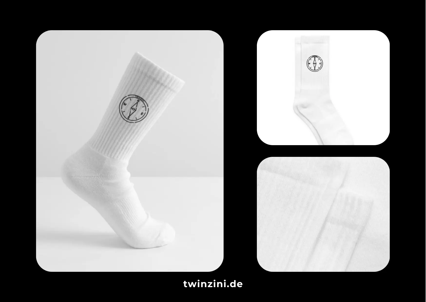 TWINZINI Compass: Tennis Socken Herren in Weiß