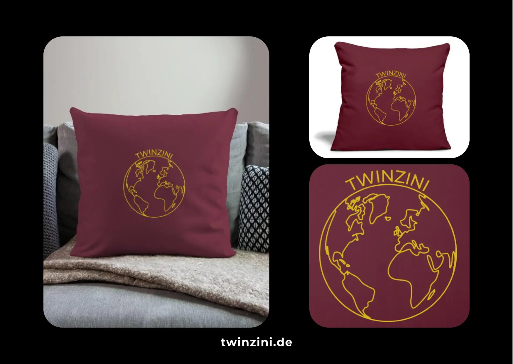 TWINZINI World: Sofakissen in Burgunderrot