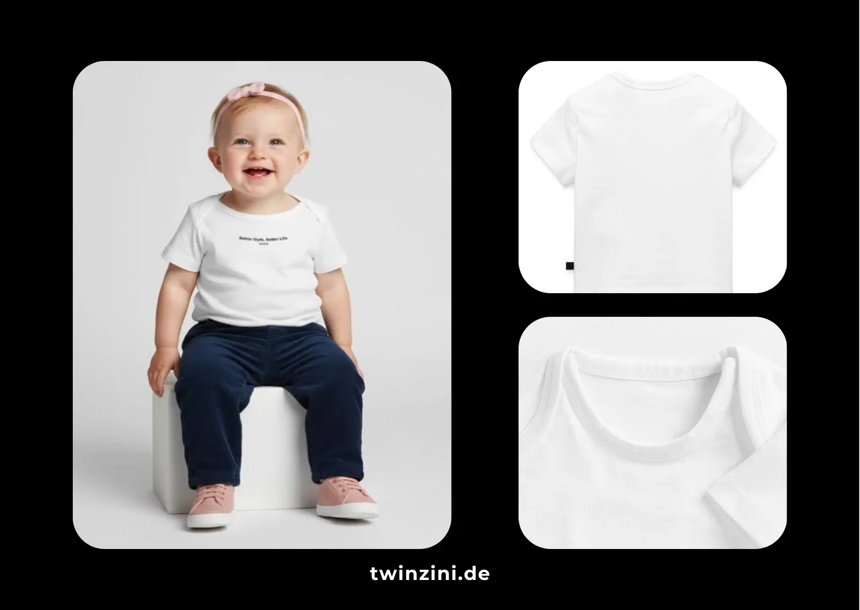 TWINZINI Better Style, Better Life: Baby Premium T-Shirt in Weiß