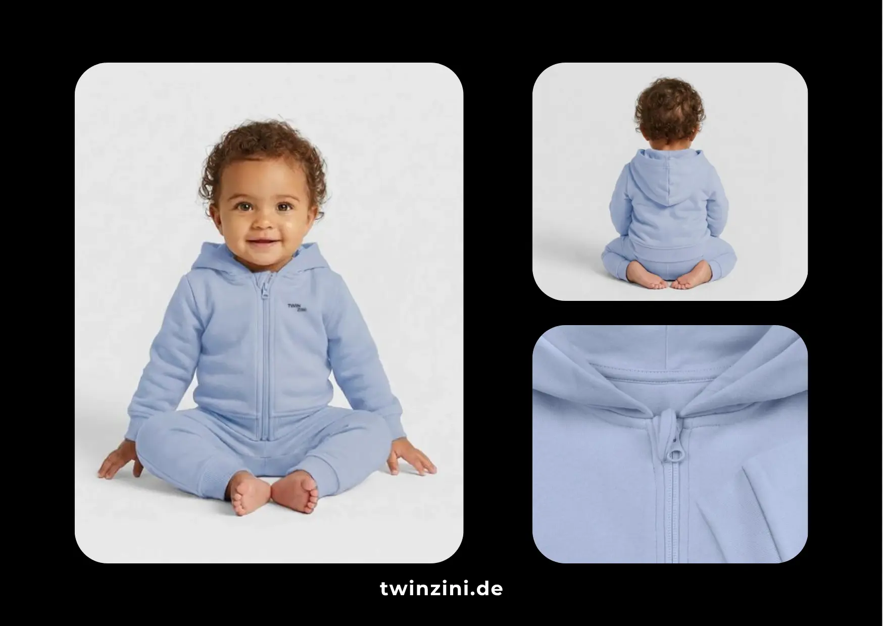 TWINZINI Shift: Baby Bio Zip Hoodie in Himmelblau