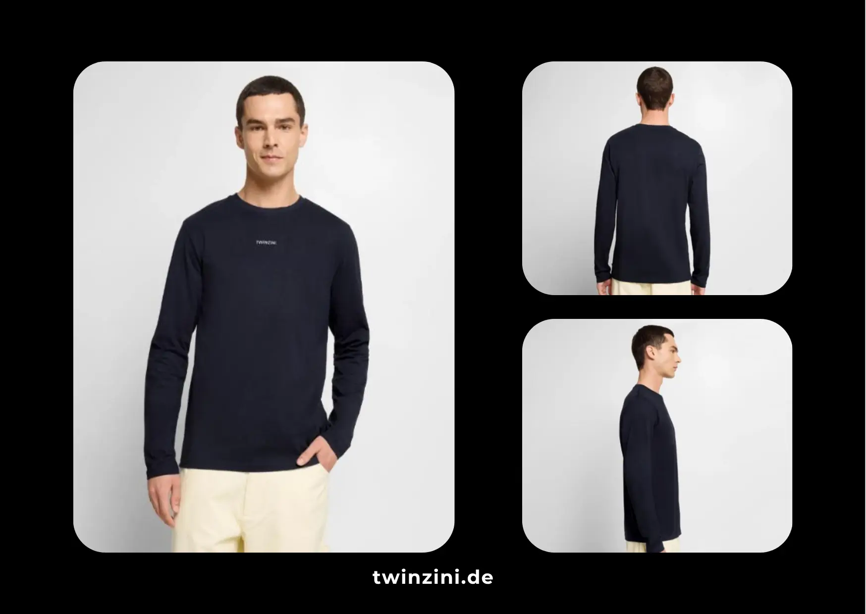 TWINZINI Classic: Herren Premium Bio Langarmshirt in Navy