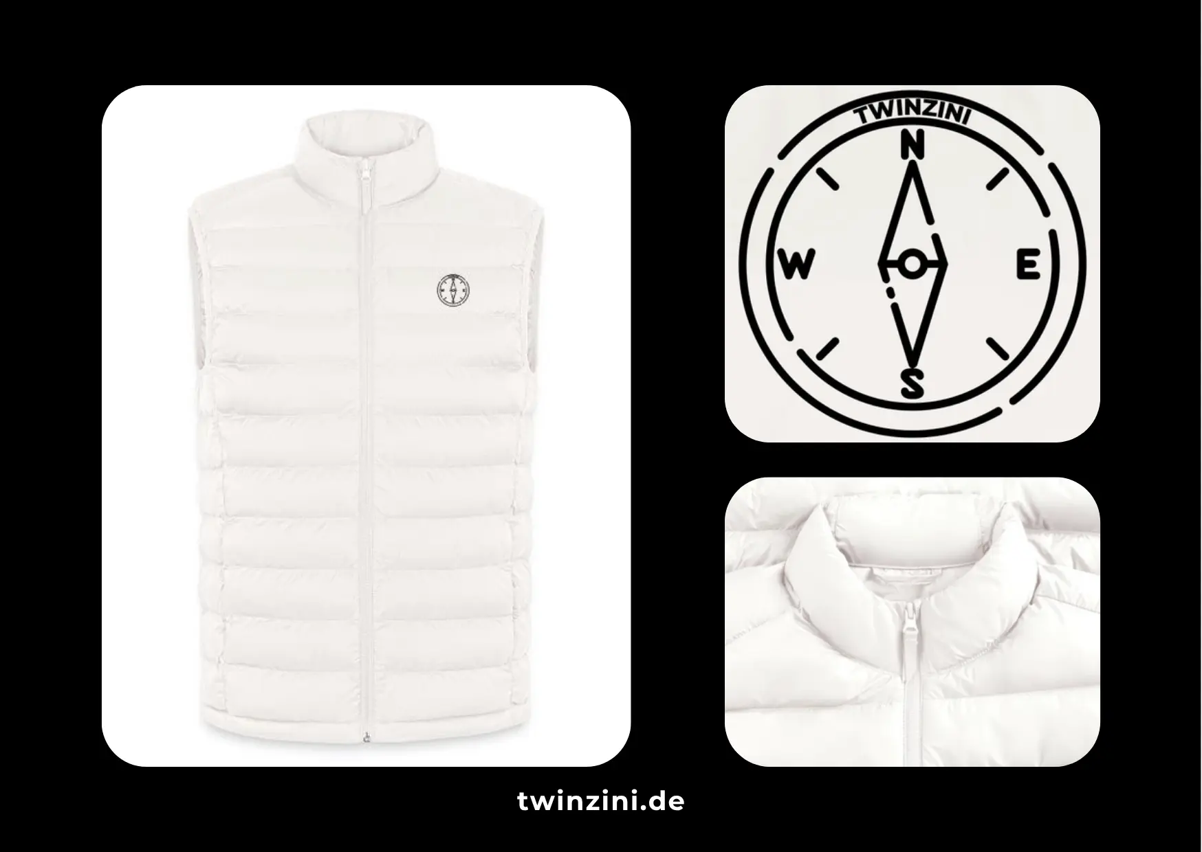 TWINZINI Compass: Herren Steppweste in Gebrochenes Weiß