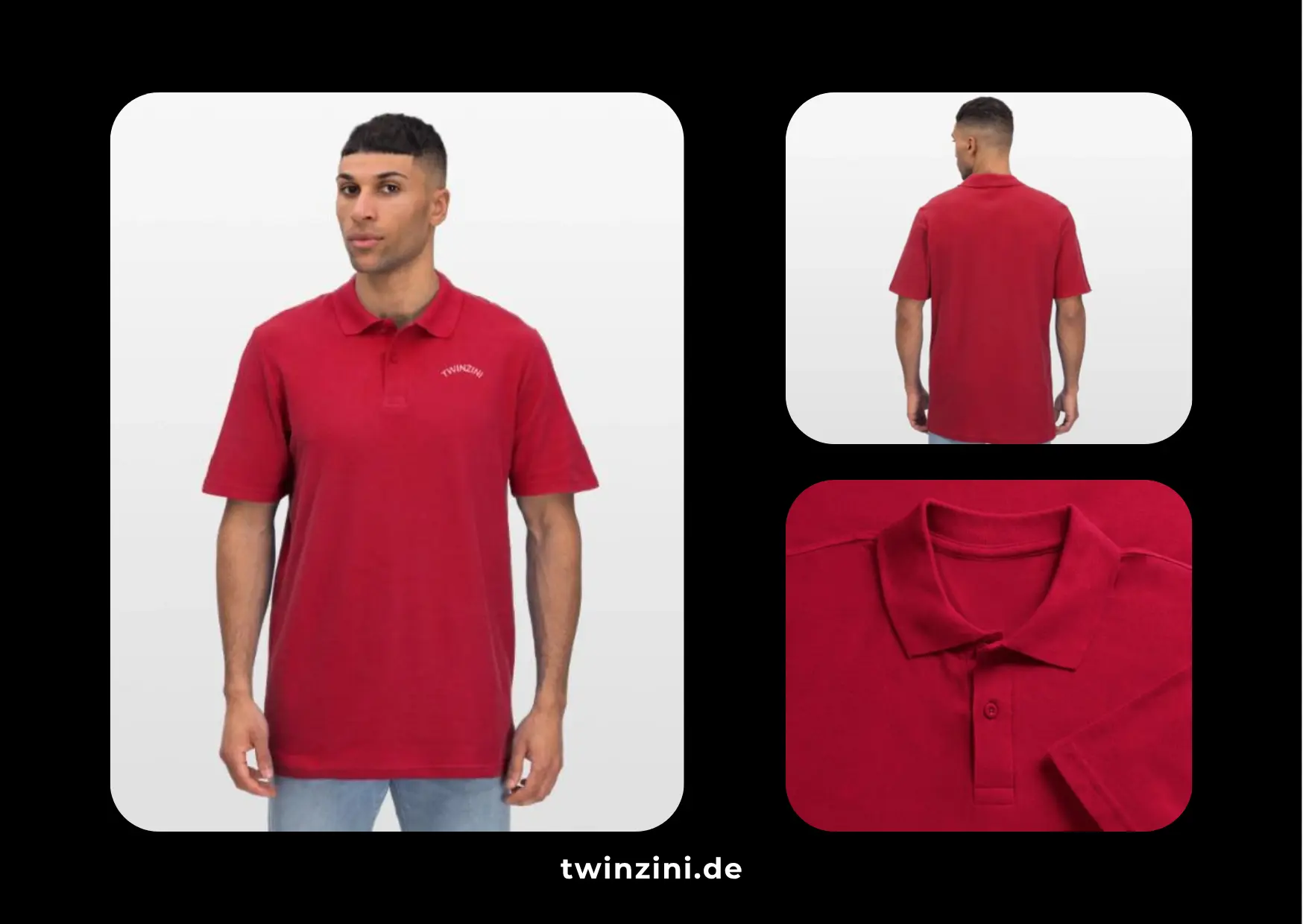 TWINZINI Wave: Herren Poloshirt in Cherry Red