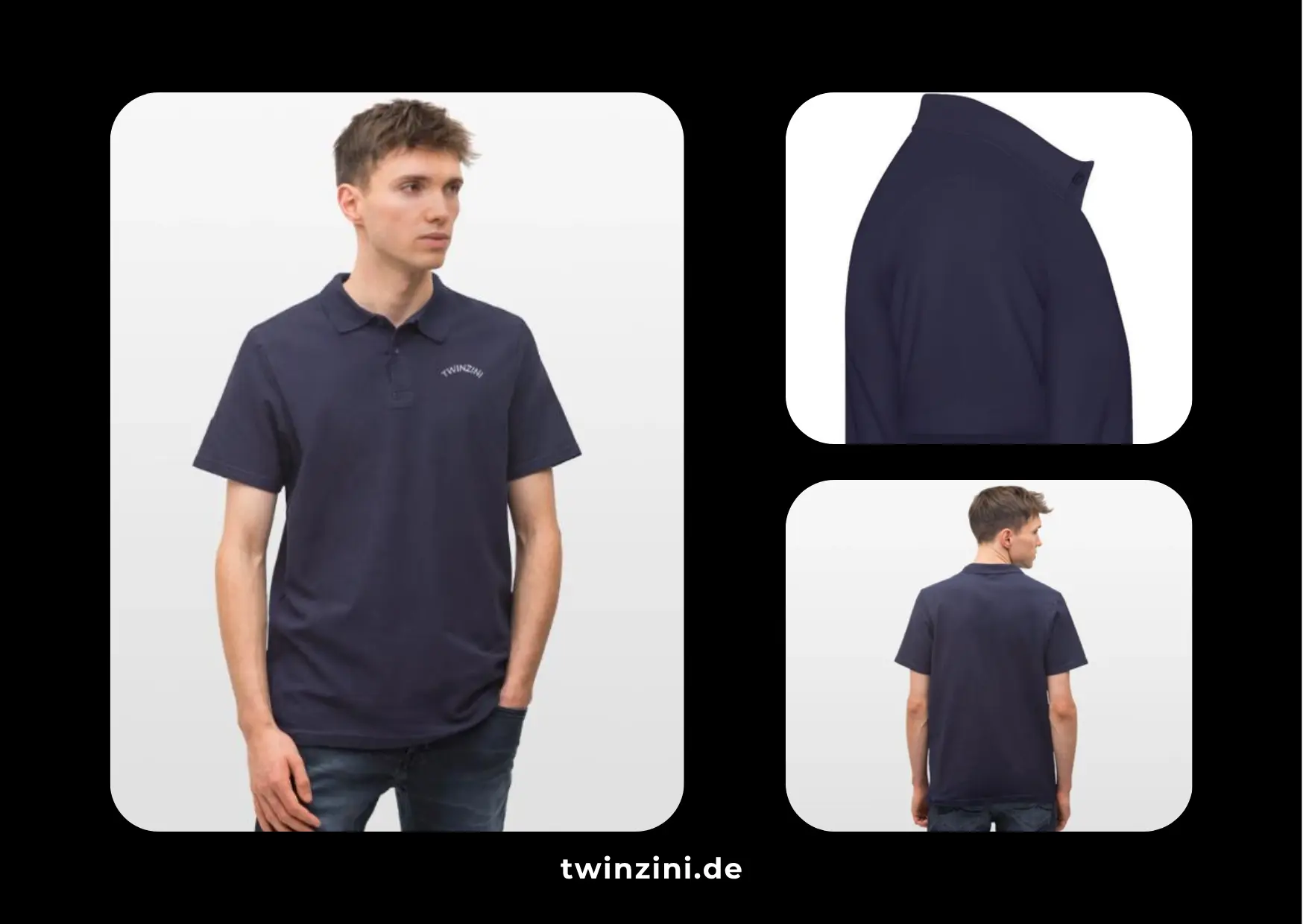 TWINZINI Wave: Herren Poloshirt in Navy